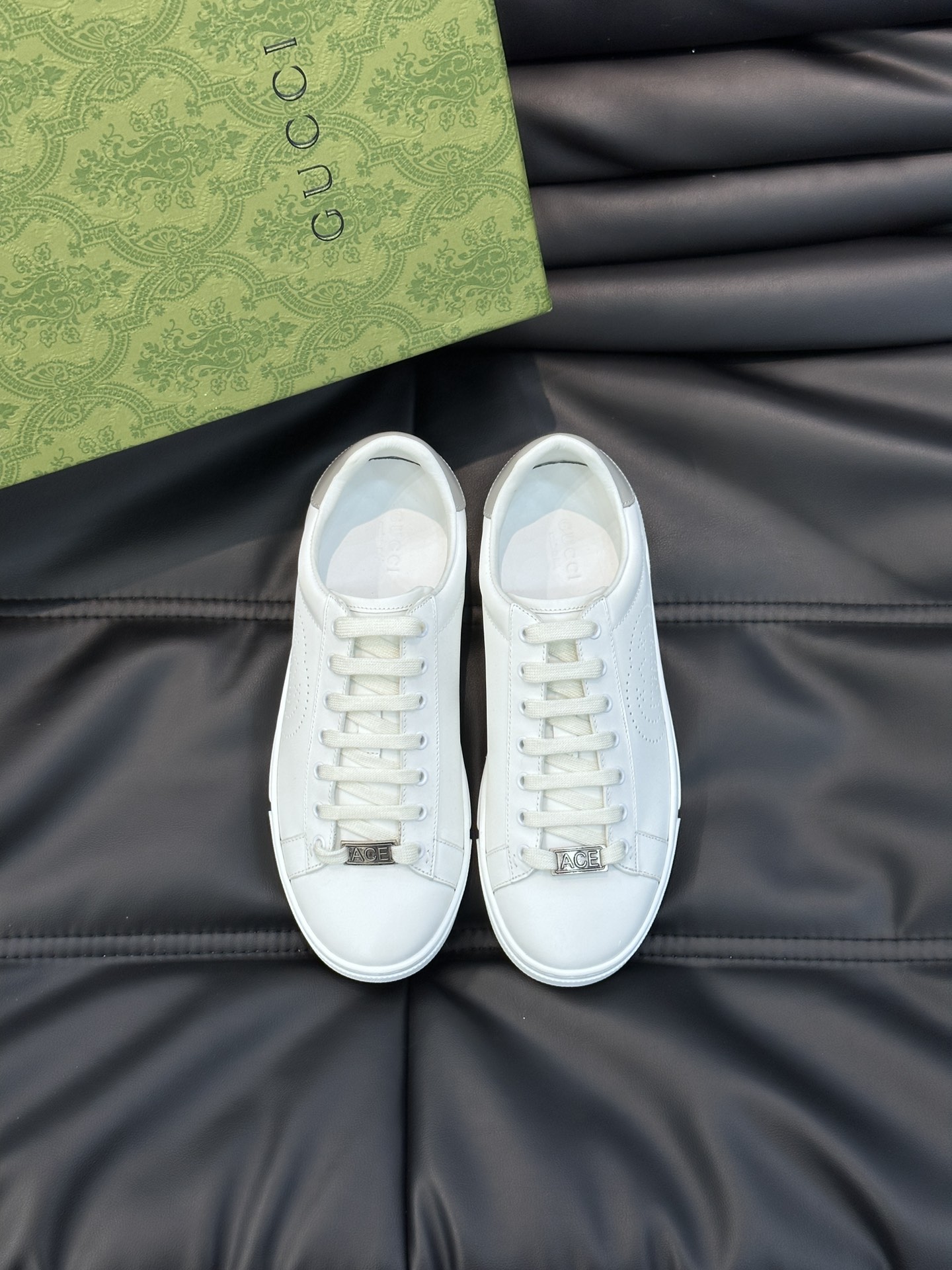GUCCI原單Ace純白休閒鞋 簡約白色皮革低筒板鞋百搭男女款