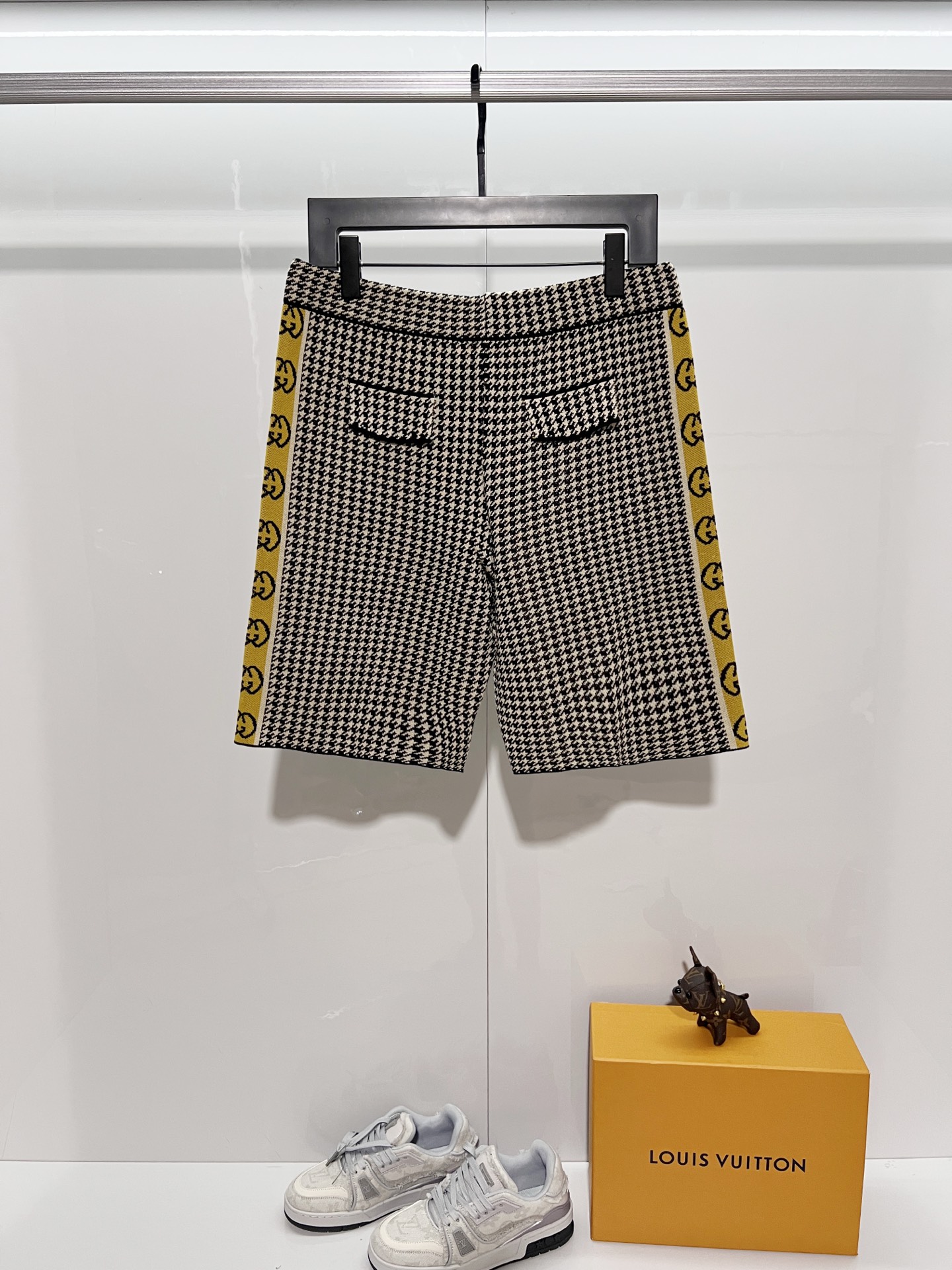 GUCCI 一比一千鳥格短褲 男士休閒運動五分褲 抽繩寬鬆款| 14 GUCCI 一比一千鳥格短褲 男士休閒運動五分褲 抽繩寬鬆款