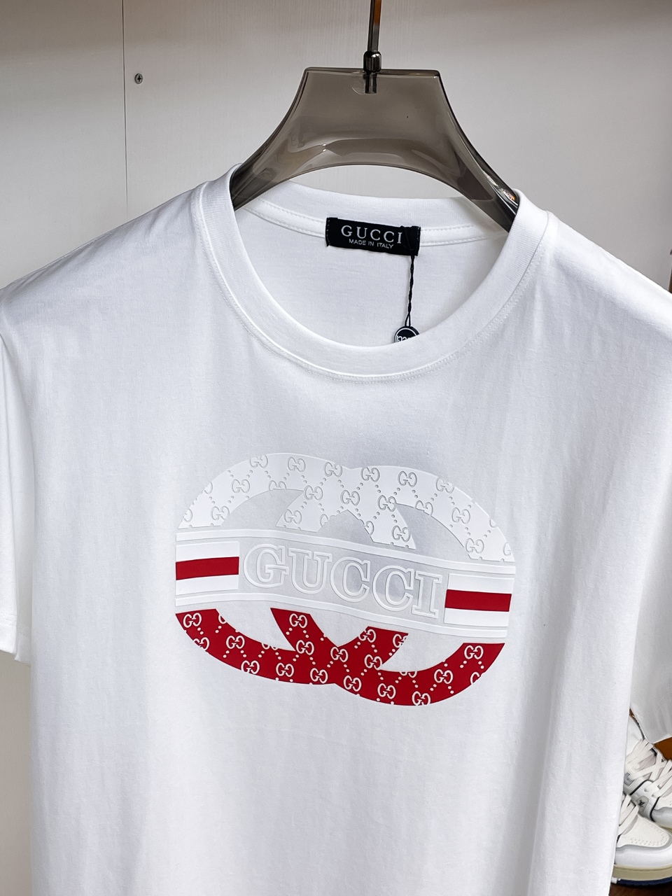 GUCCI 原單拼色LOGO印花短袖T恤男士潮流圓領休閒上衣
