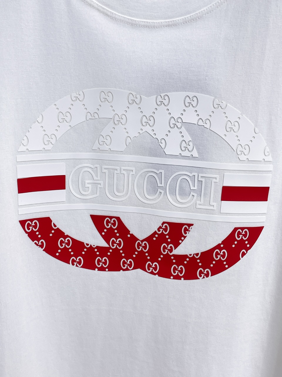 GUCCI 原單拼色LOGO印花短袖T恤男士潮流圓領休閒上衣