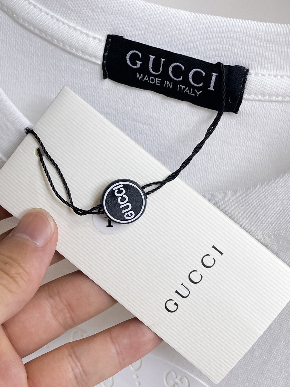 GUCCI 原單拼色LOGO印花短袖T恤男士潮流圓領休閒上衣