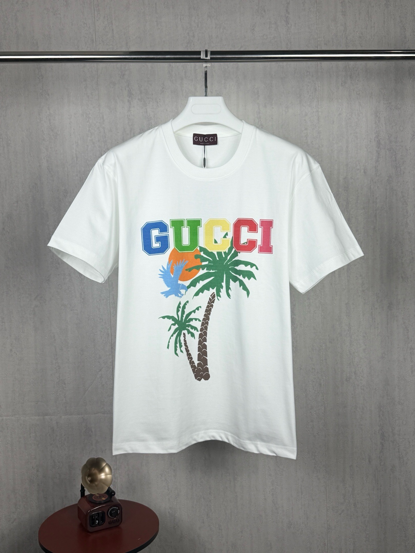 GGUCCI 高仿彩色椰樹印花短袖T恤男士夏季潮流圓領上衣| 3 GGUCCI 高仿彩色椰樹印花短袖T恤男士夏季潮流圓領上衣
