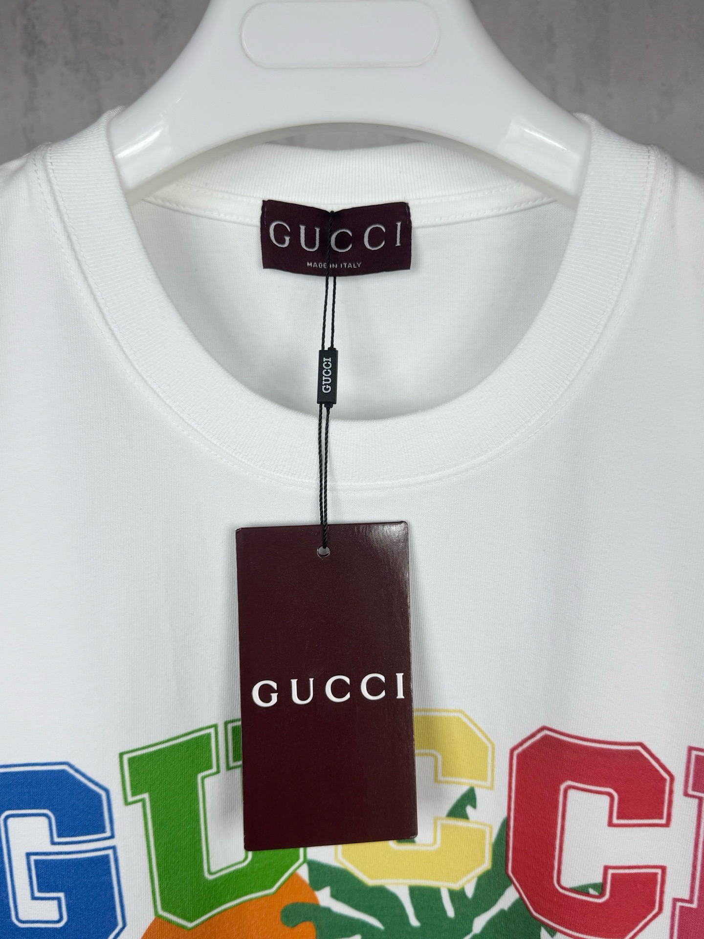 GGUCCI 高仿彩色椰樹印花短袖T恤男士夏季潮流圓領上衣