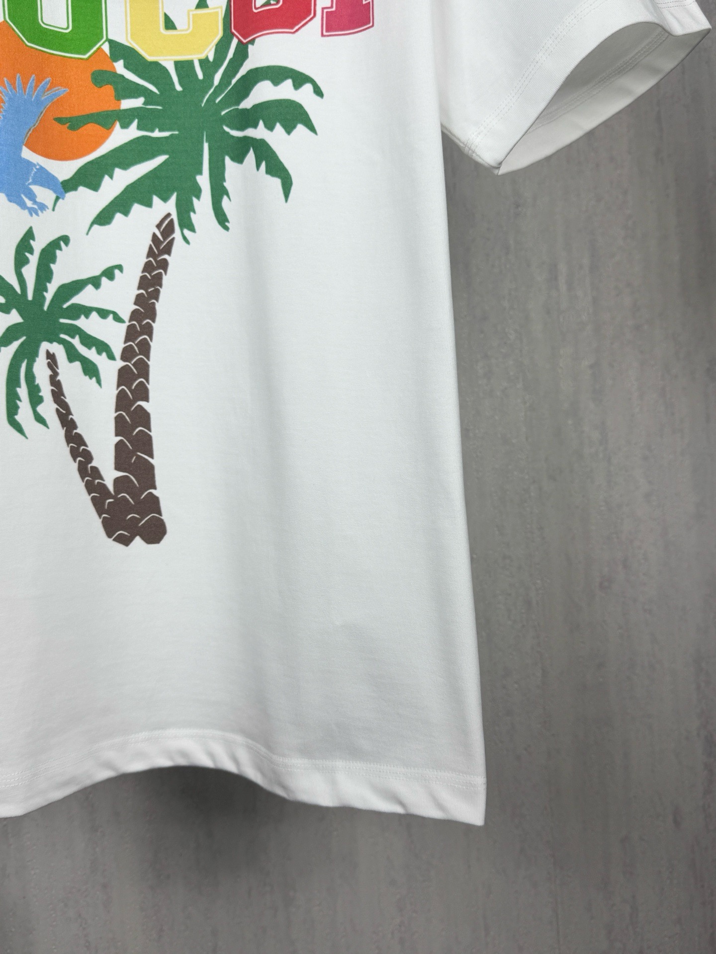GGUCCI 高仿彩色椰樹印花短袖T恤男士夏季潮流圓領上衣