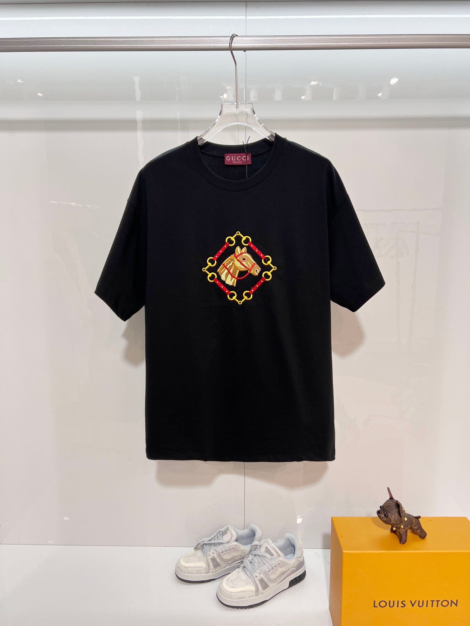 GUCCI 高仿馬頭刺繡短袖T恤男士純棉圓領潮流百搭款| 2 GUCCI 高仿馬頭刺繡短袖T恤男士純棉圓領潮流百搭款