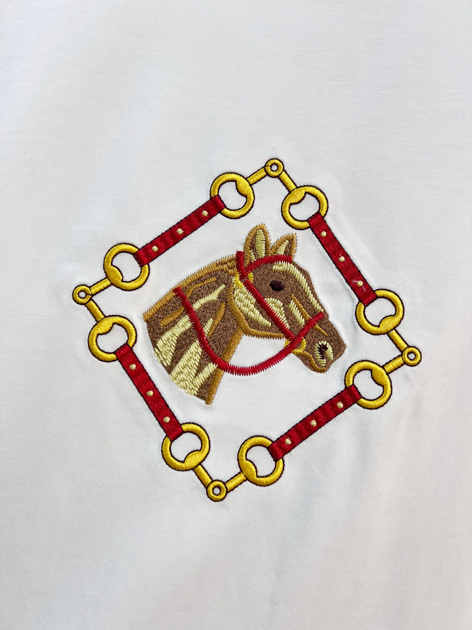 GUCCI 一比一馬頭刺繡短袖T恤男士白色純棉休閒上衣| 9 GUCCI 一比一馬頭刺繡短袖T恤男士白色純棉休閒上衣