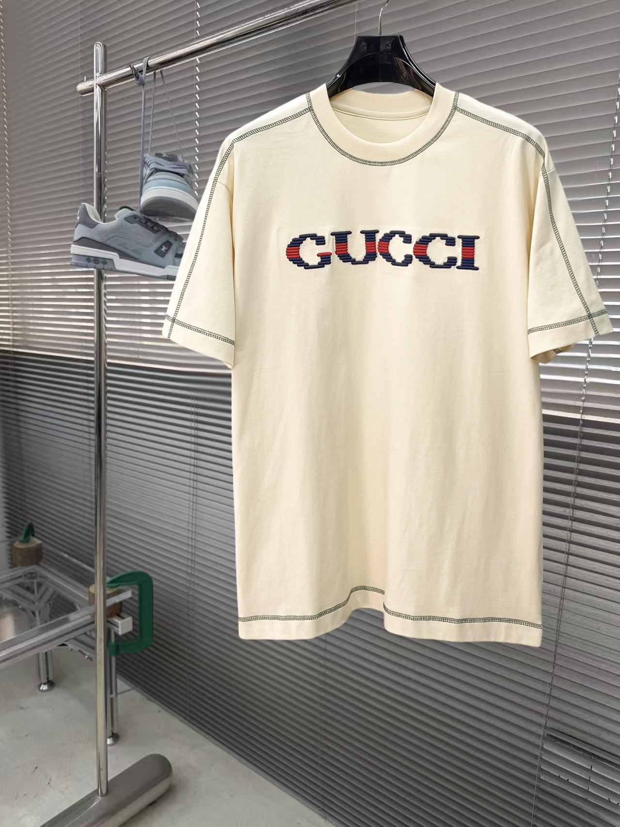 Gucci 古驰 高仿 刺繡Logo短袖T恤 男士圓領上衣