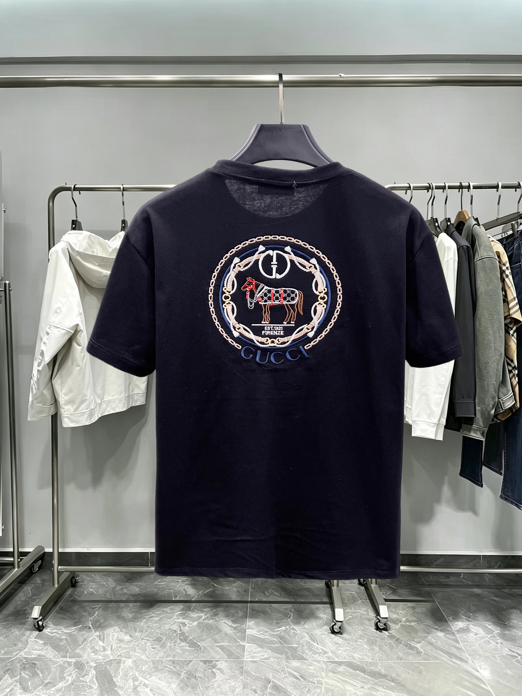 GUCCI 高仿刺繡馬徽短袖T恤 男士簡約圓領純棉上衣潮流百搭款| 14 GUCCI 高仿刺繡馬徽短袖T恤 男士簡約圓領純棉上衣潮流百搭款