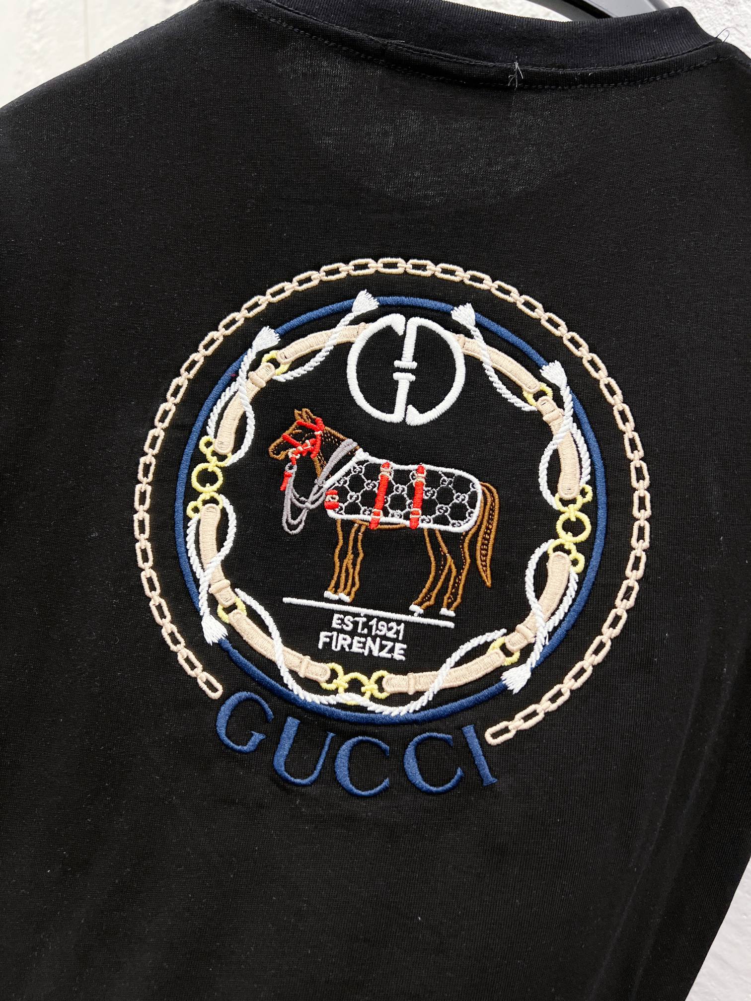 GUCCI 高仿刺繡馬徽短袖T恤 男士簡約圓領純棉上衣潮流百搭款| 7 GUCCI 高仿刺繡馬徽短袖T恤 男士簡約圓領純棉上衣潮流百搭款