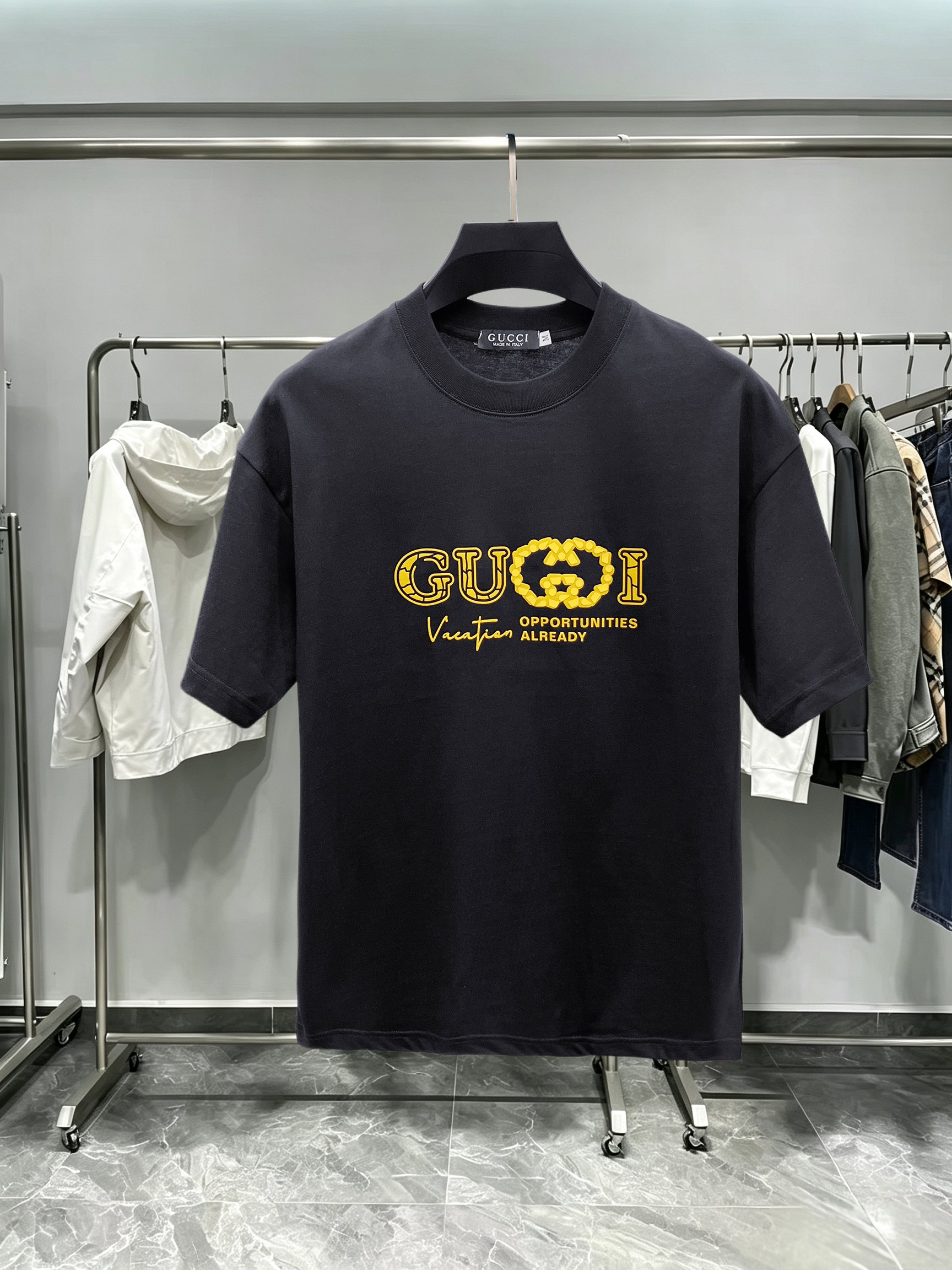 GUCCI 原單字母印花短袖T恤 男士圓領潮流休閒百搭上衣