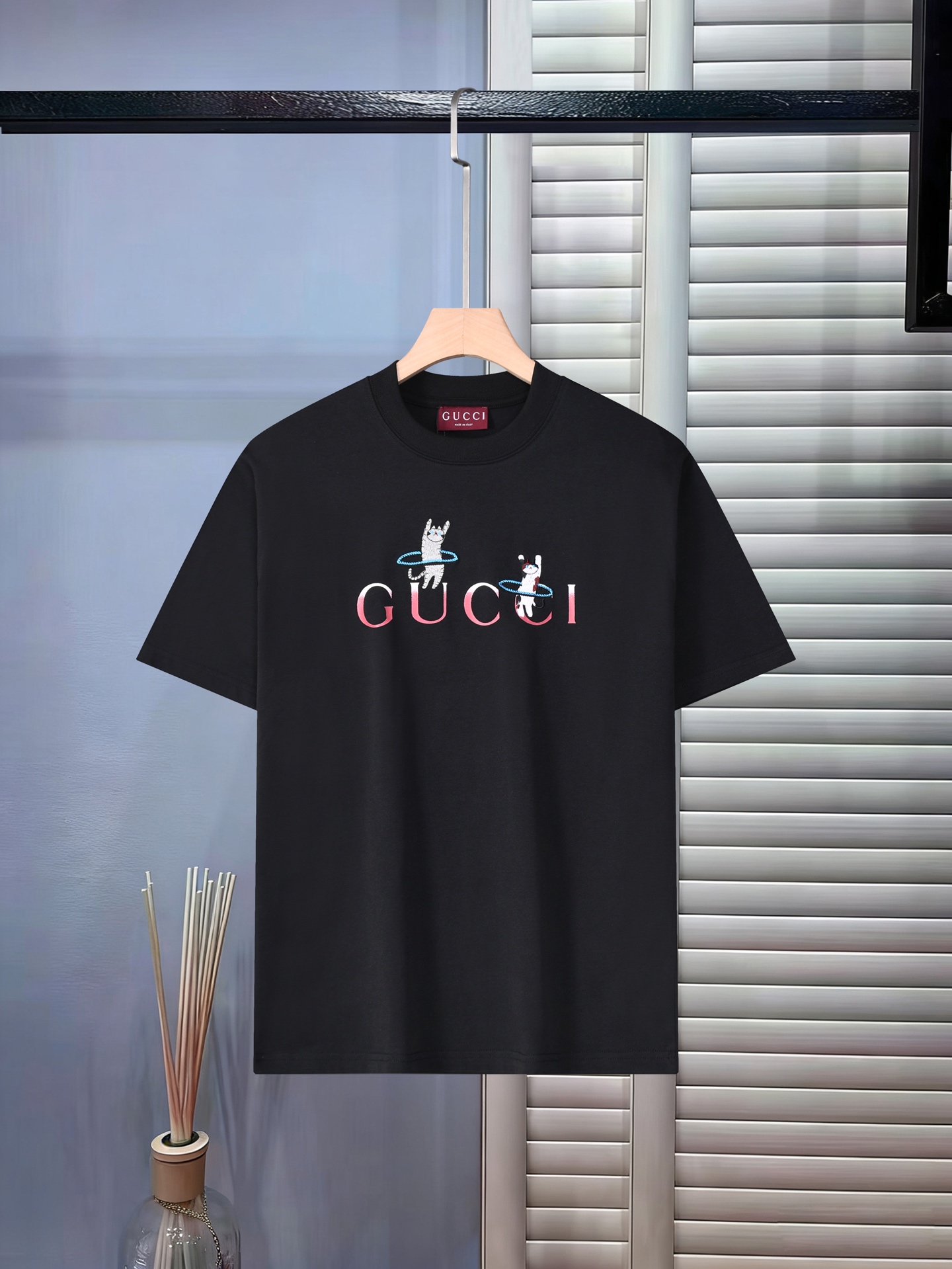 GUCCI 高仿刺繡貓咪印花短袖T恤 男士潮流百搭純棉圓領上衣| 3 GUCCI 高仿刺繡貓咪印花短袖T恤 男士潮流百搭純棉圓領上衣