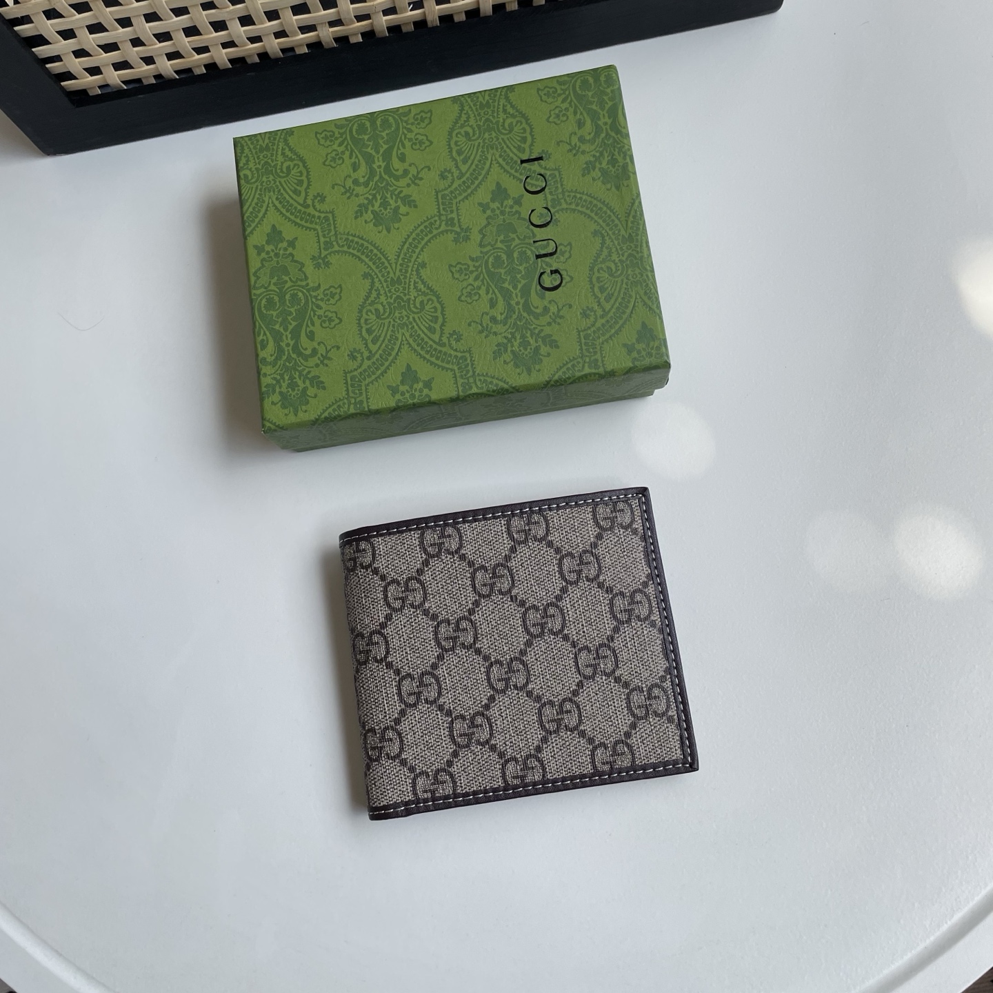 Gucci 高仿 GG Supreme 經典印花男士短夾 棕色| 3 Gucci 高仿 GG Supreme 經典印花男士短夾 棕色