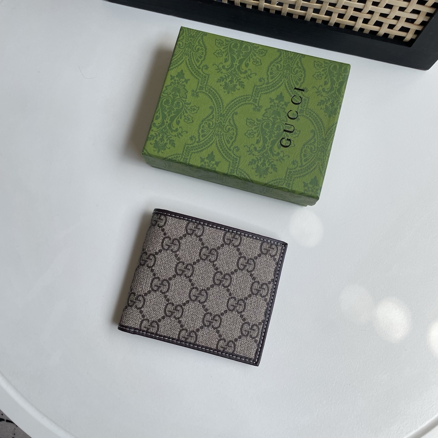 Gucci 高仿 GG Supreme 經典印花男士短夾 棕色| 14 Gucci 高仿 GG Supreme 經典印花男士短夾 棕色