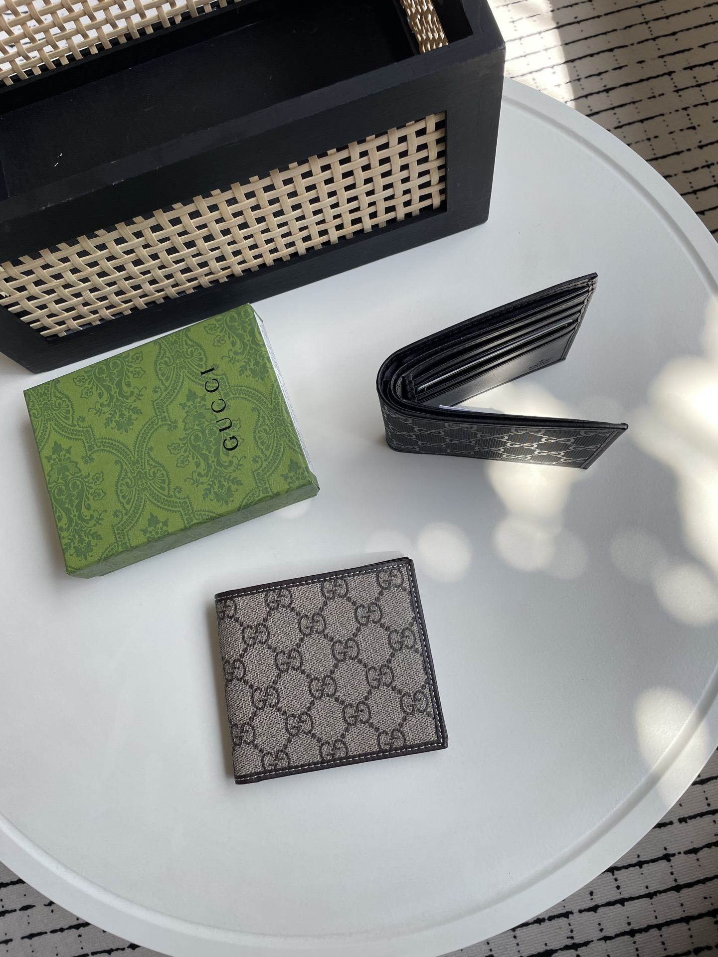 Gucci 高仿 GG Supreme 經典印花男士短夾 棕色| 7 Gucci 高仿 GG Supreme 經典印花男士短夾 棕色