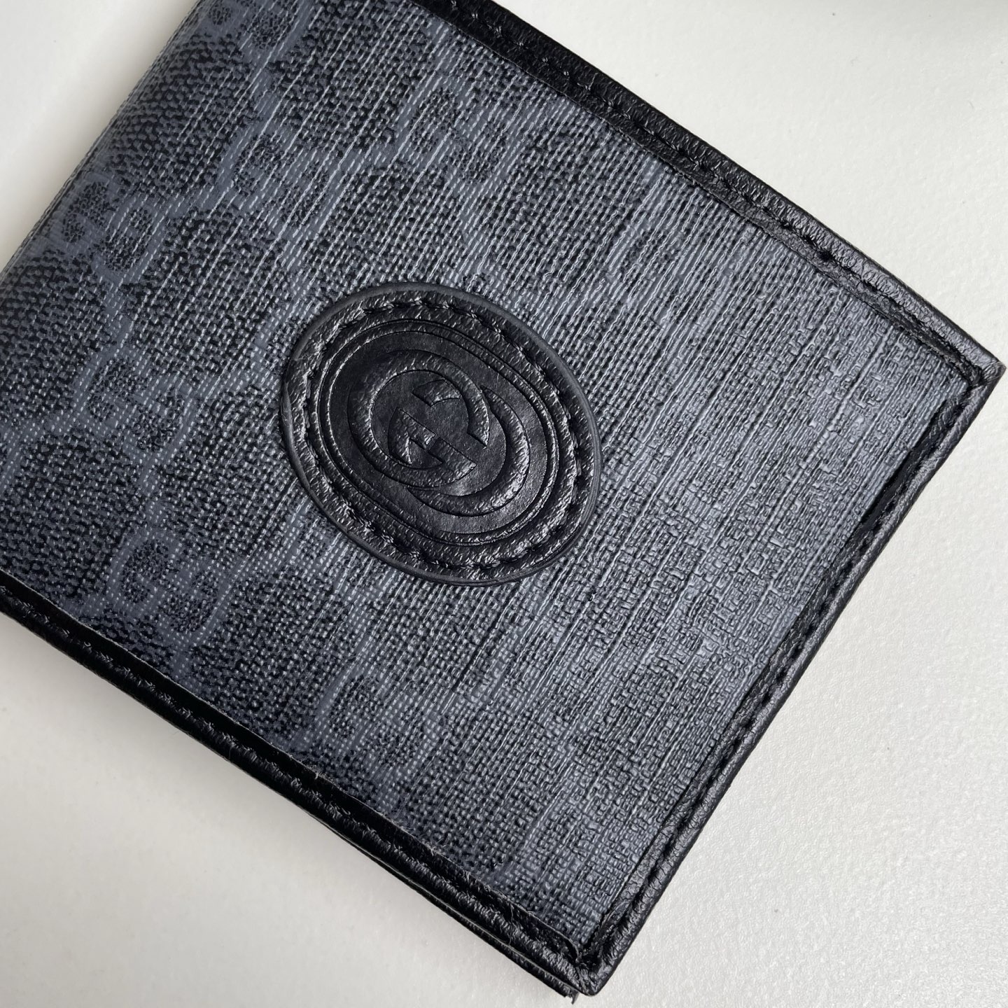Gucci 一比一 GG Supreme Interlocking G徽章男士短夾 黑灰色| 13 Gucci 一比一 GG Supreme Interlocking G徽章男士短夾 黑灰色