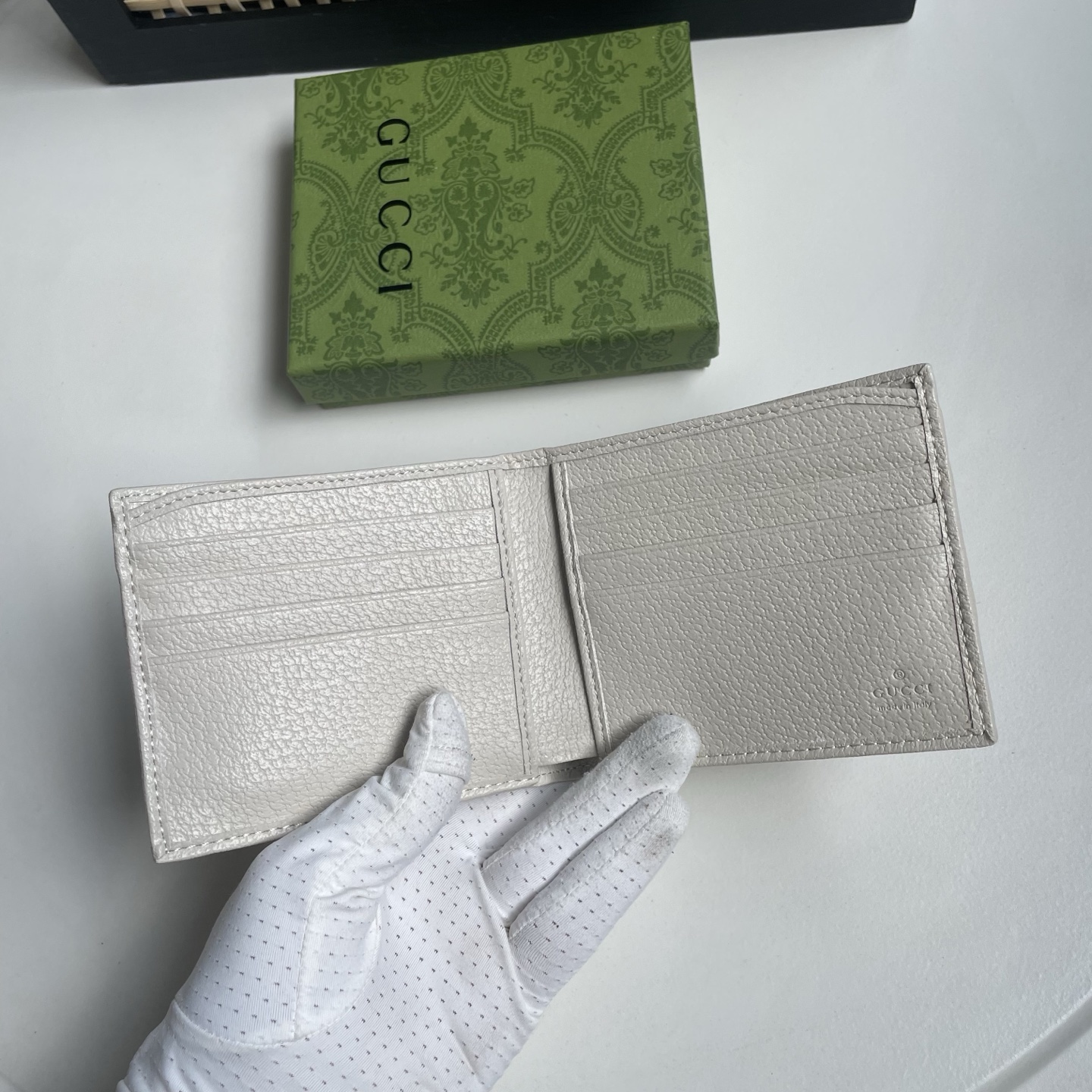 Gucci 高仿 GG Supreme Web織帶雙G金屬男士短夾 米白棕紅色| 10 Gucci 高仿 GG Supreme Web織帶雙G金屬男士短夾 米白棕紅色