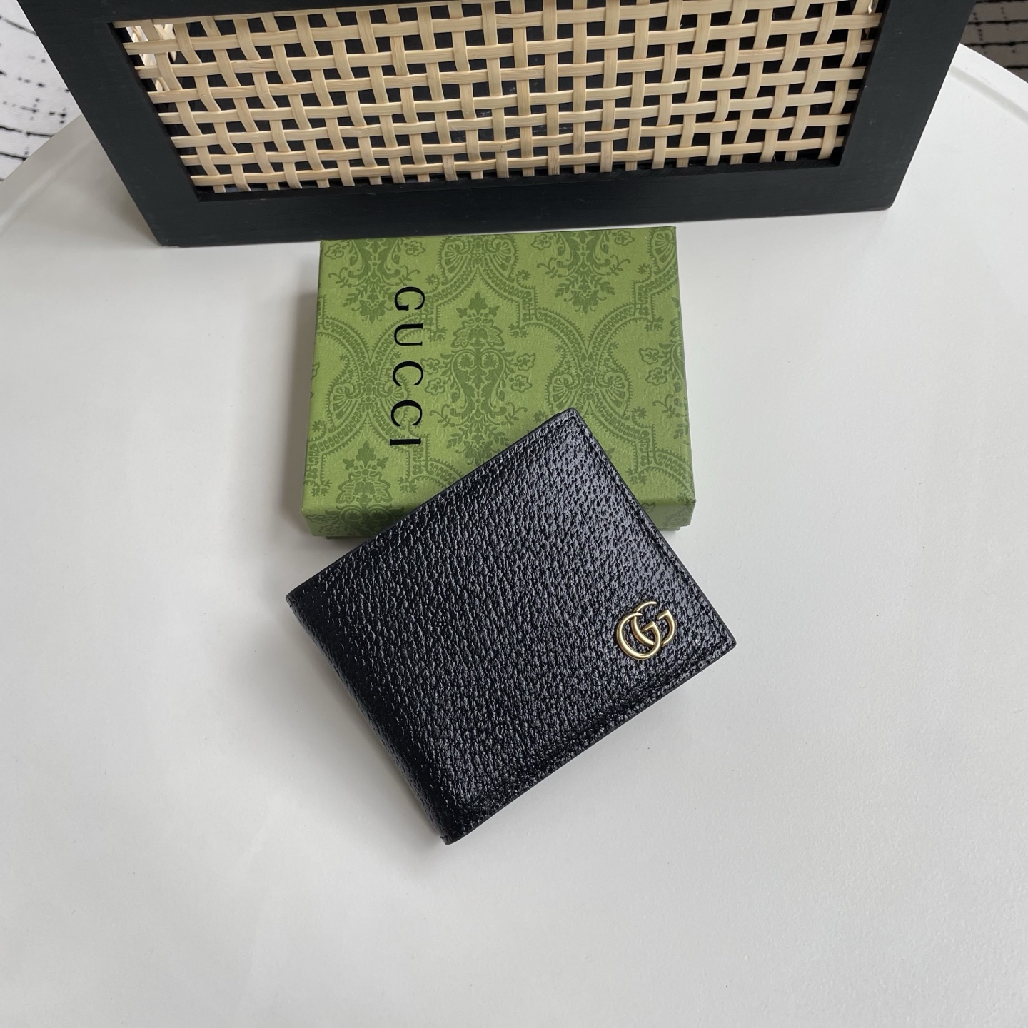 Gucci 原單 雙G金屬標誌荔枝紋皮革男士短夾 黑色| 12 Gucci 原單 雙G金屬標誌荔枝紋皮革男士短夾 黑色