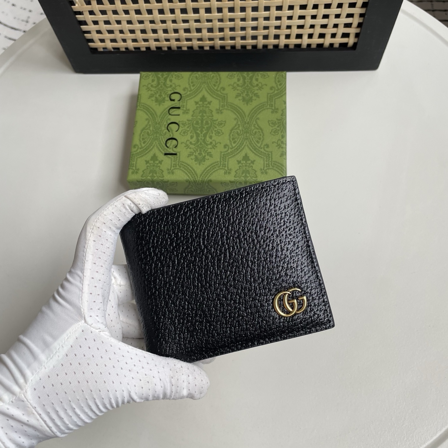 Gucci 原單 雙G金屬標誌荔枝紋皮革男士短夾 黑色| 10 Gucci 原單 雙G金屬標誌荔枝紋皮革男士短夾 黑色