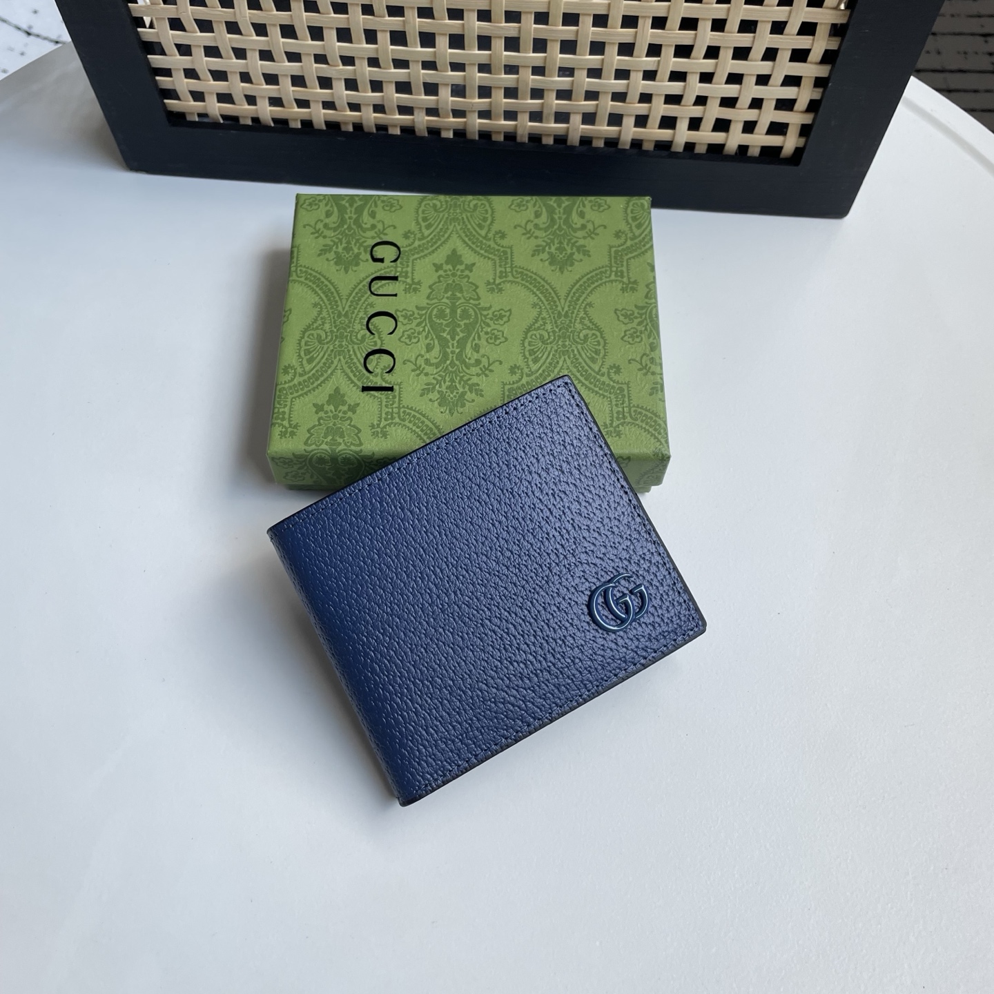 Gucci 高仿 雙G標誌荔枝紋皮革男士短夾 深藍色| 3 Gucci 高仿 雙G標誌荔枝紋皮革男士短夾 深藍色