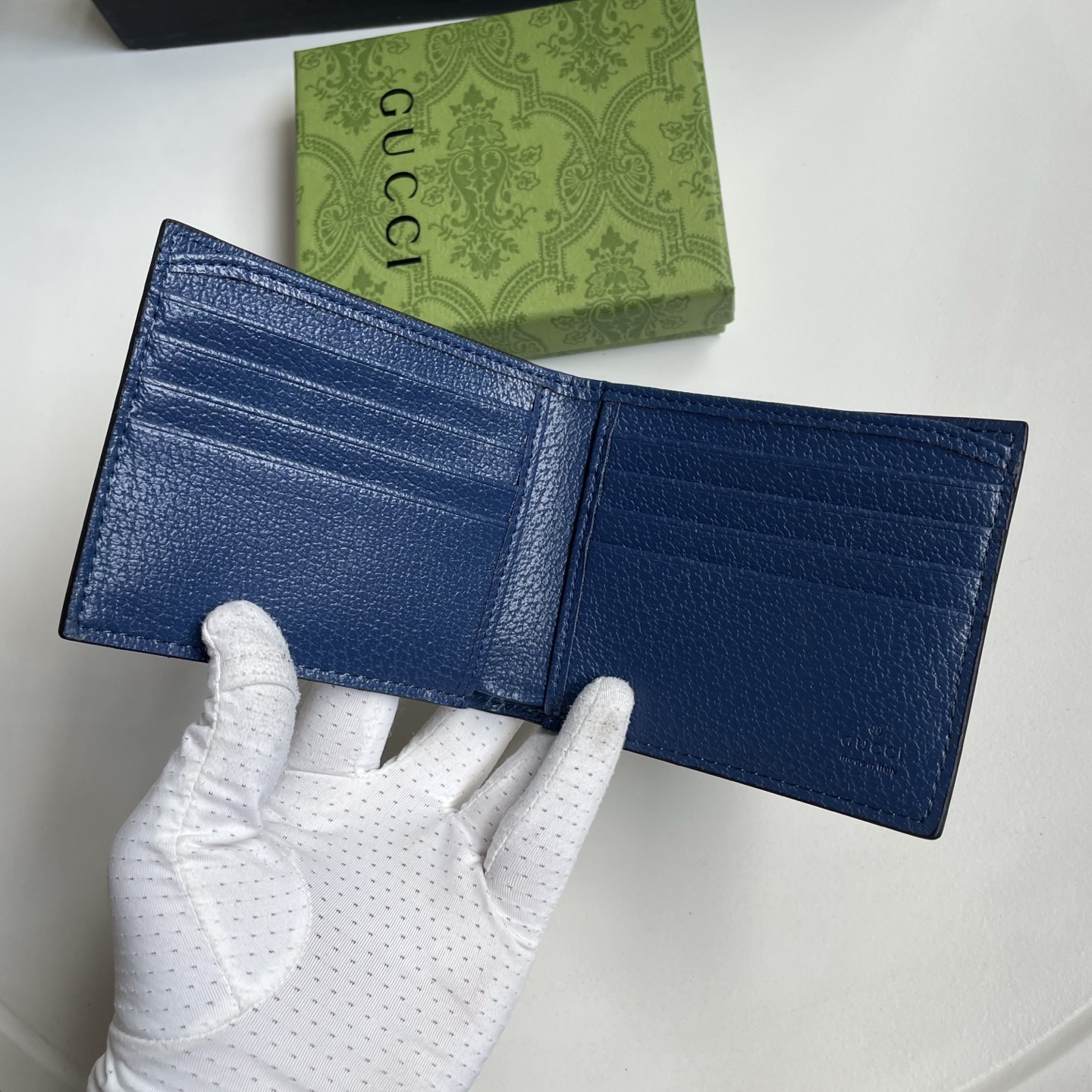 Gucci 高仿 雙G標誌荔枝紋皮革男士短夾 深藍色| 11 Gucci 高仿 雙G標誌荔枝紋皮革男士短夾 深藍色