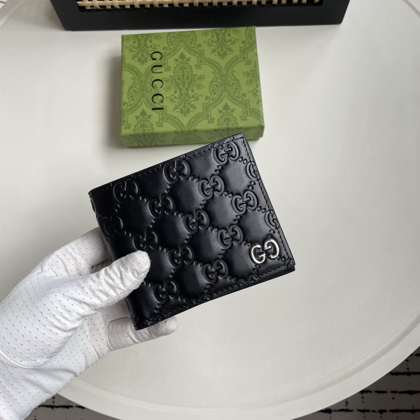 Gucci 高仿 GG壓紋皮革雙G金屬男士短夾 黑色| 13 Gucci 高仿 GG壓紋皮革雙G金屬男士短夾 黑色