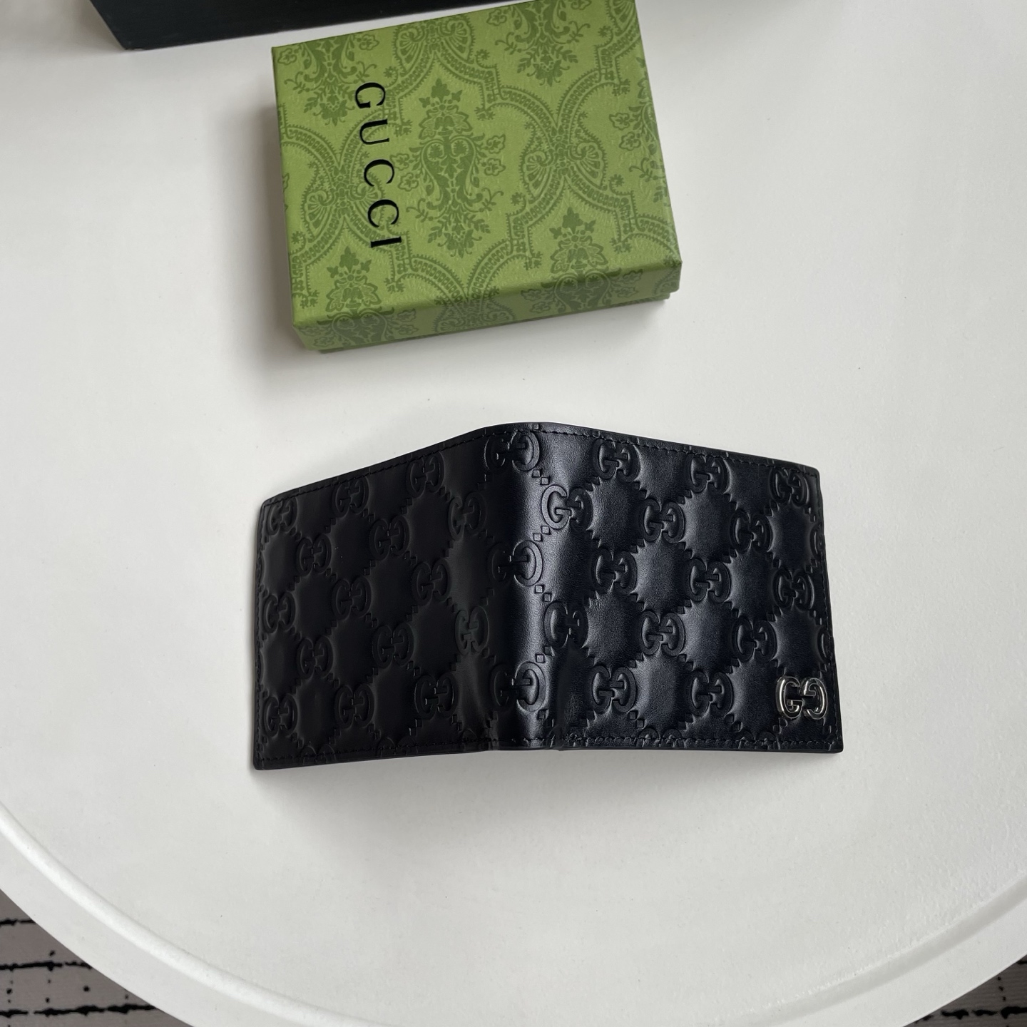 Gucci 高仿 GG壓紋皮革雙G金屬男士短夾 黑色| 11 Gucci 高仿 GG壓紋皮革雙G金屬男士短夾 黑色