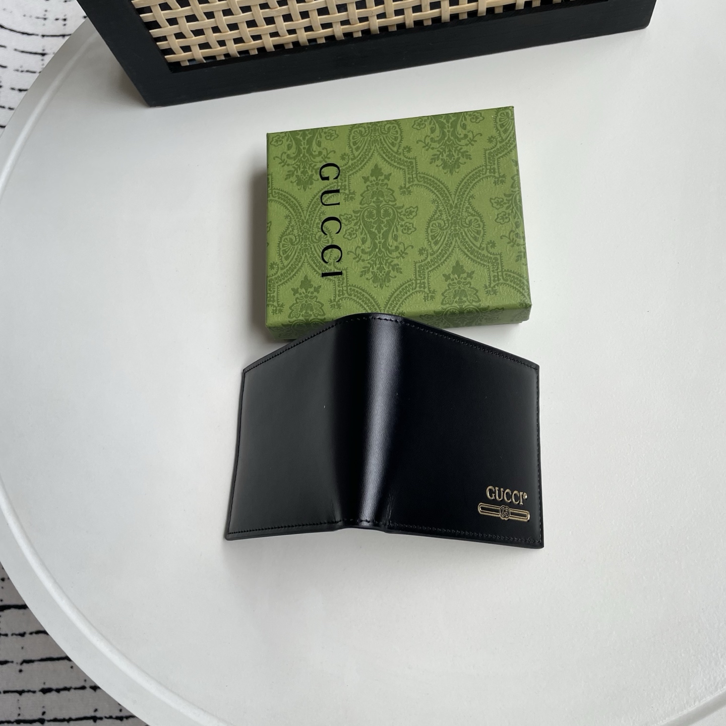 Gucci A貨 金色GUCCI Horsebit標誌皮革男士短夾 黑色| 11 Gucci A貨 金色GUCCI Horsebit標誌皮革男士短夾 黑色
