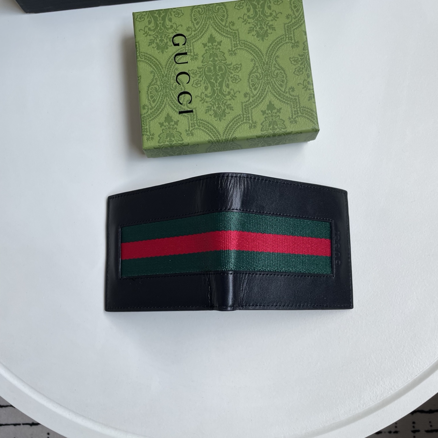 Gucci 高仿 古馳男士短夾 黑色皮革紅綠 Web 織帶對折錢包| 11 Gucci 高仿 古馳男士短夾 黑色皮革紅綠 Web 織帶對折錢包