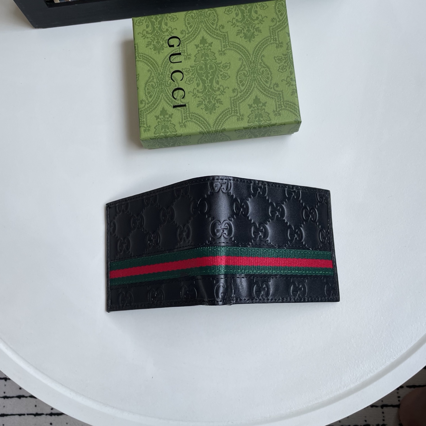 Gucci 一比一 古馳 GG 壓紋男士錢包 黑色紅綠織帶短夾| 11 Gucci 一比一 古馳 GG 壓紋男士錢包 黑色紅綠織帶短夾