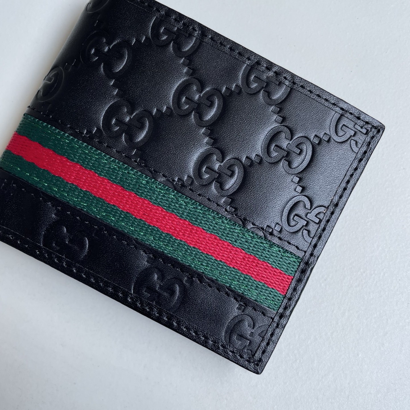 Gucci 一比一 古馳 GG 壓紋男士錢包 黑色紅綠織帶短夾| 10 Gucci 一比一 古馳 GG 壓紋男士錢包 黑色紅綠織帶短夾