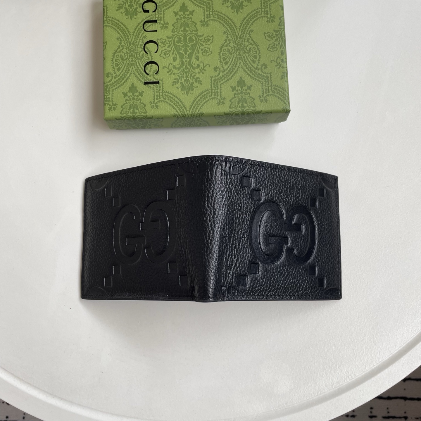 Gucci 一比一 古馳男士短夾 黑色粒面皮革大 GG 圖案對折錢包| 11 Gucci 一比一 古馳男士短夾 黑色粒面皮革大 GG 圖案對折錢包