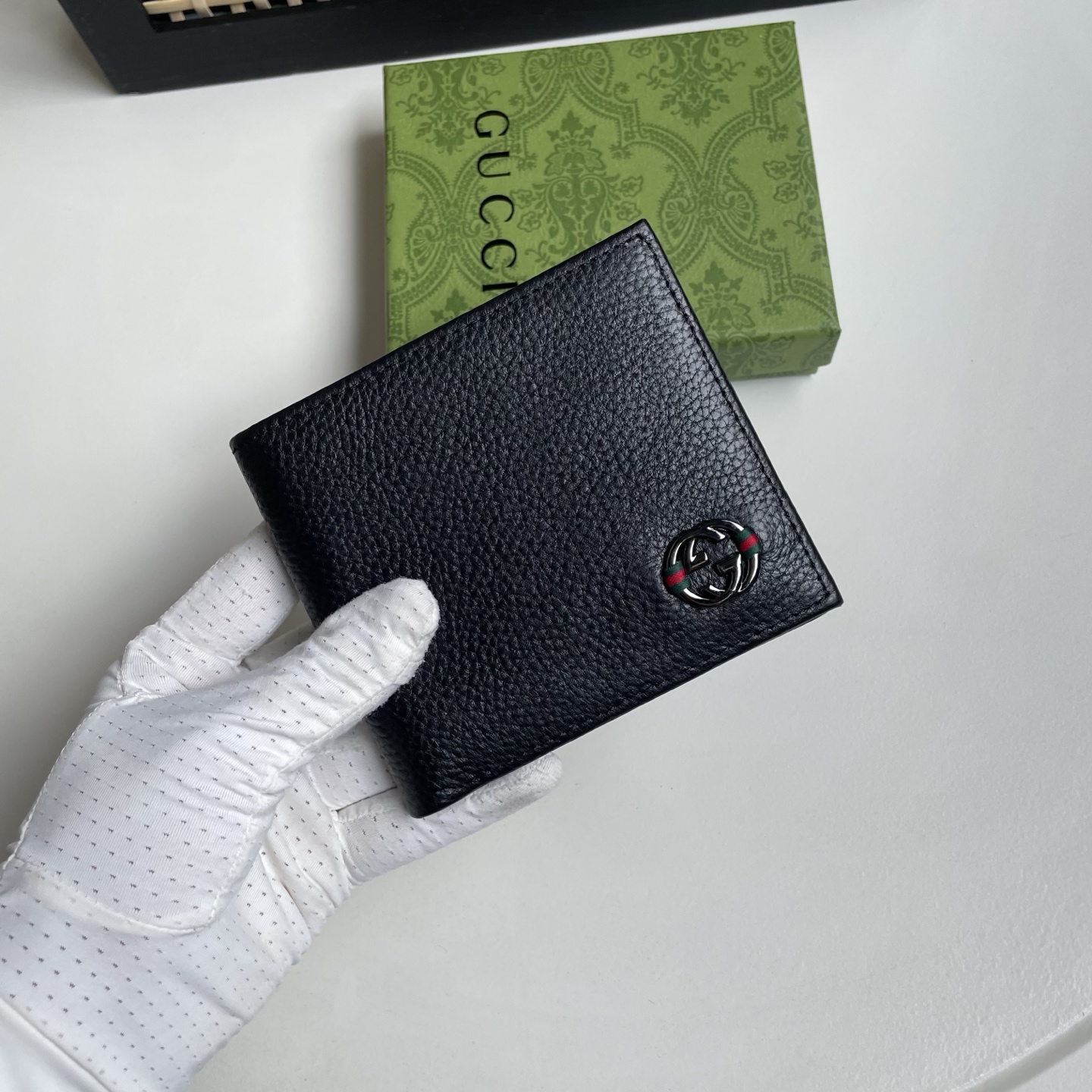 Gucci A貨 古馳男士短夾 黑色粒面皮革 Interlocking G 金屬錢包| 12 Gucci A貨 古馳男士短夾 黑色粒面皮革 Interlocking G 金屬錢包