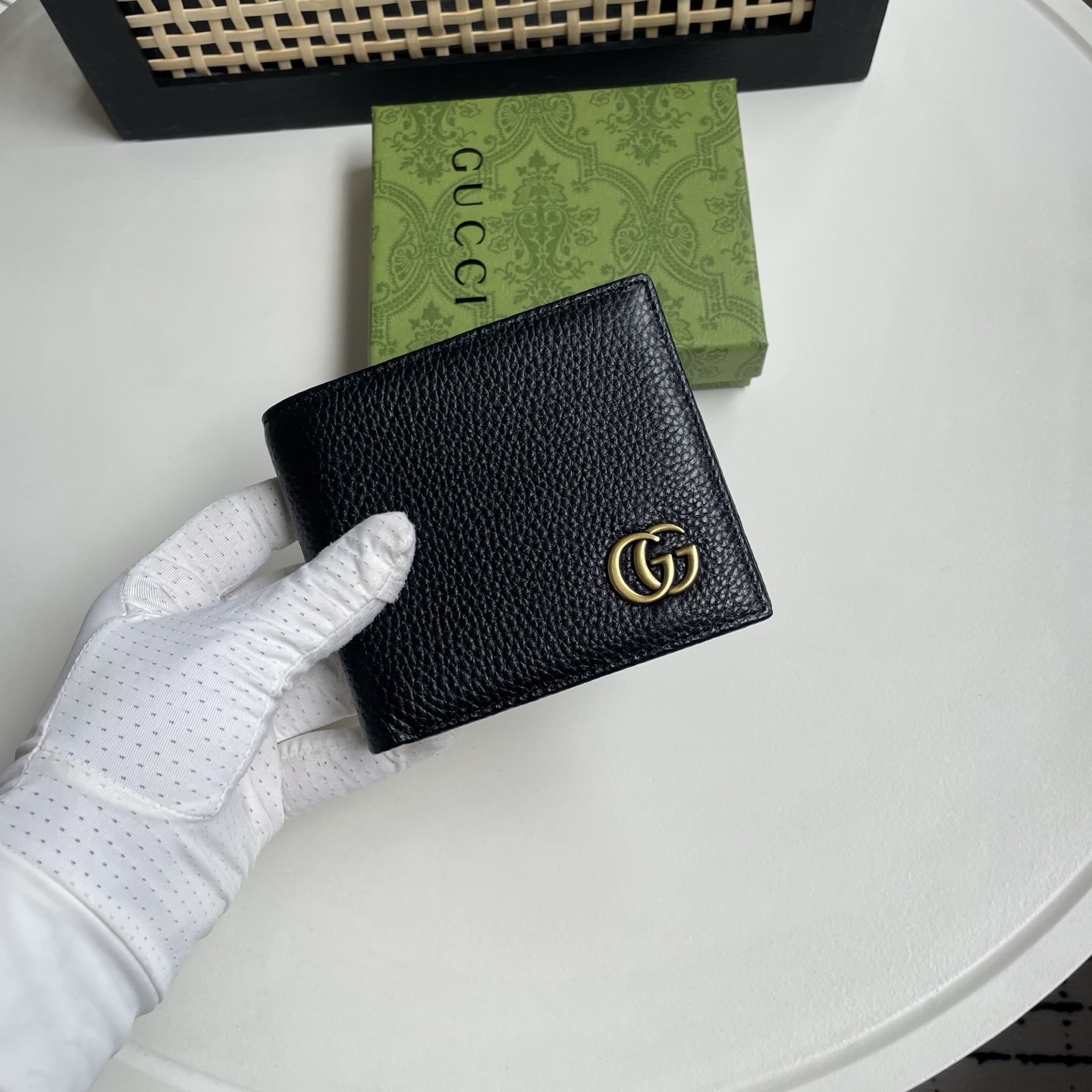 Gucci 一比一 古馳男士錢包 黑色粒面皮革金色雙G標誌對折短夾| 11 Gucci 一比一 古馳男士錢包 黑色粒面皮革金色雙G標誌對折短夾