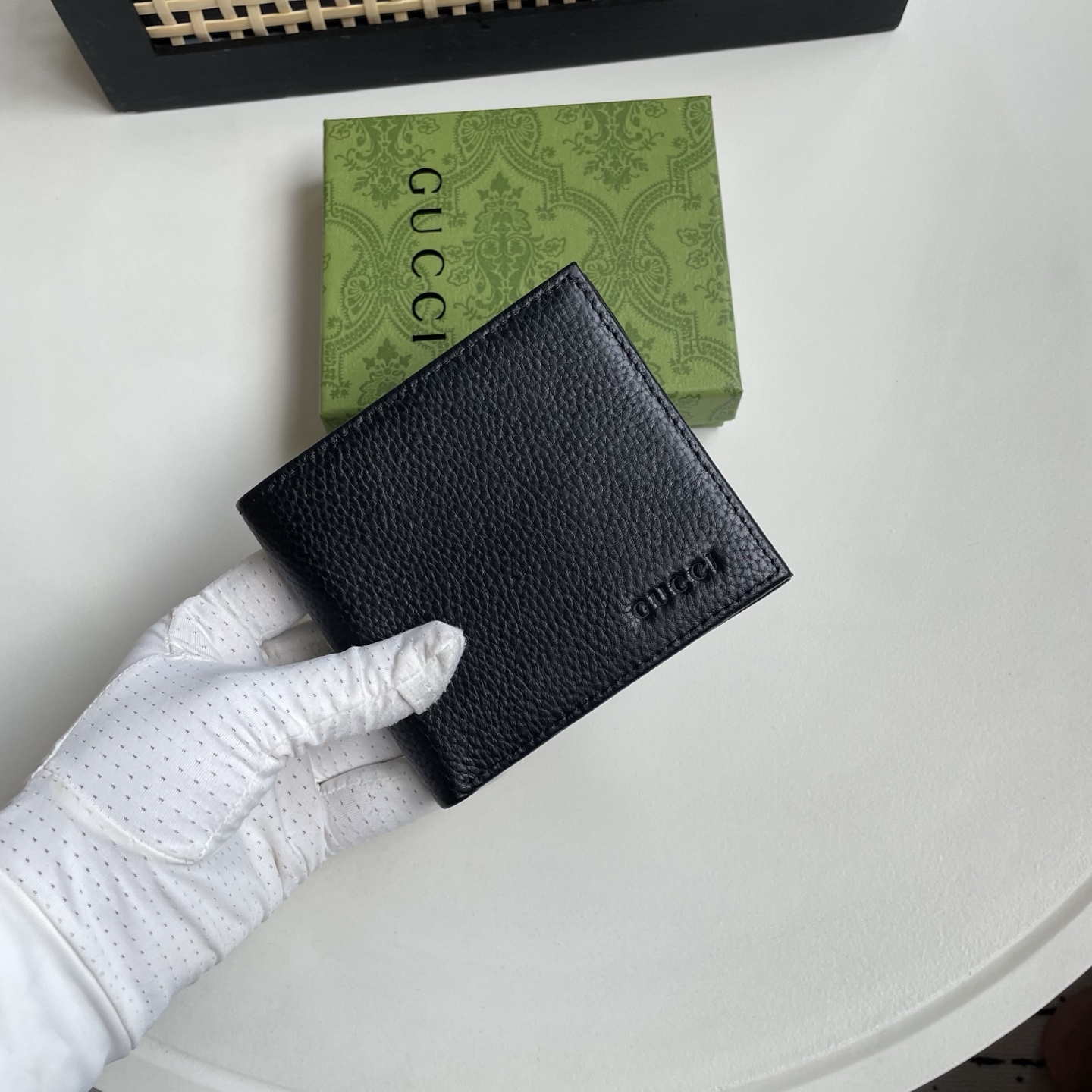 Gucci A貨 古馳男士短夾 黑色粒面皮革同色 GUCCI 字母對折錢包| 12 Gucci A貨 古馳男士短夾 黑色粒面皮革同色 GUCCI 字母對折錢包