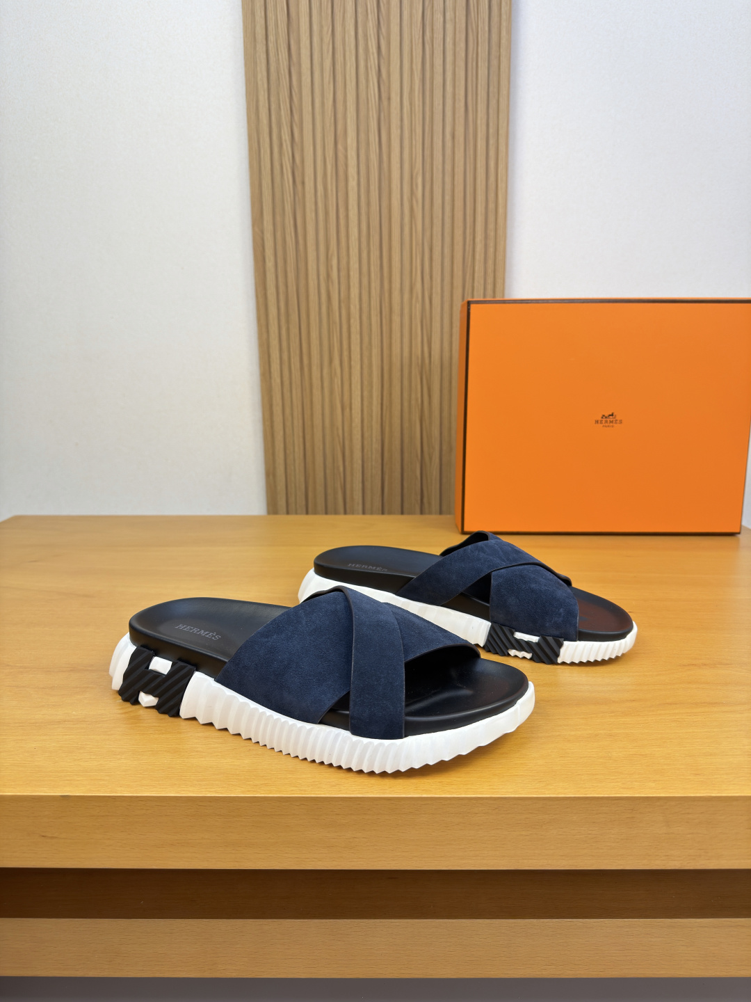 Hermès 愛馬仕 高仿 深藍交叉涼拖 男士休閒舒適拖鞋| 6 Hermès 愛馬仕 高仿 深藍交叉涼拖 男士休閒舒適拖鞋