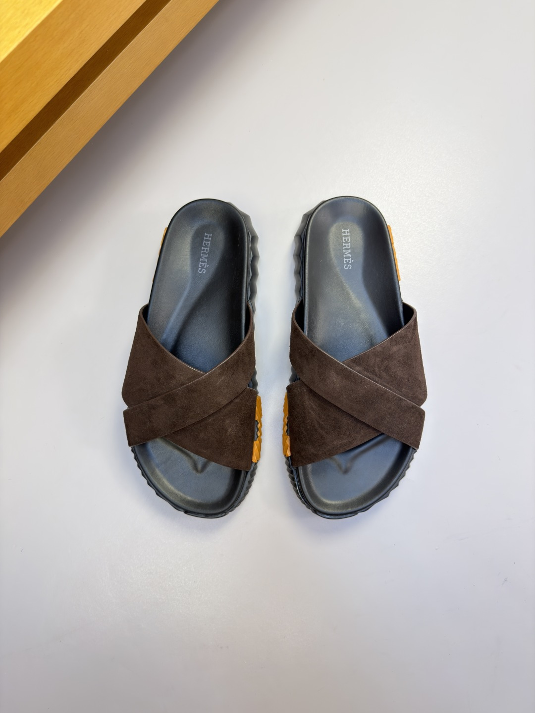 Hermès 愛馬仕 一比一 深咖啡交叉涼拖 男士質感百搭拖鞋