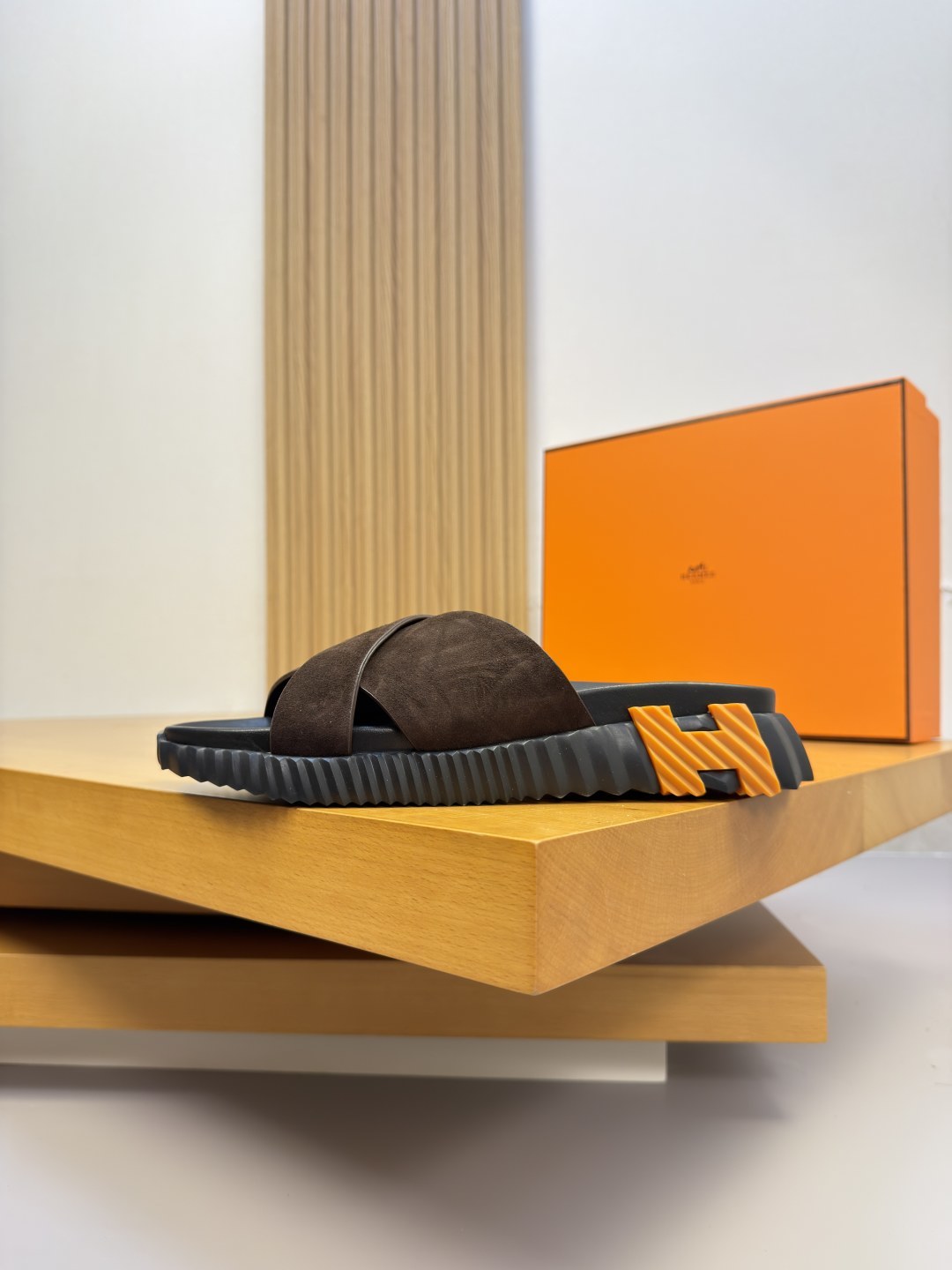 Hermès 愛馬仕 一比一 深咖啡交叉涼拖 男士質感百搭拖鞋
