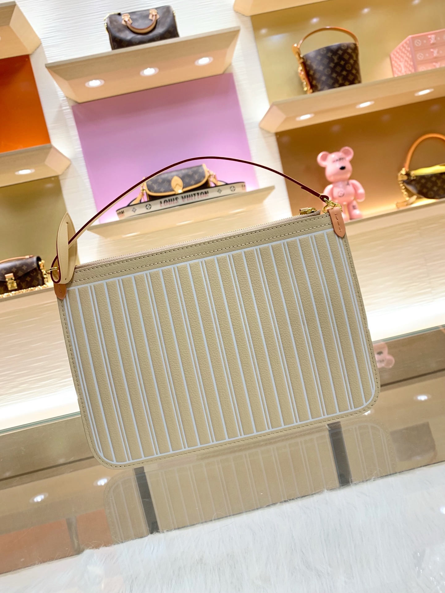 LV 高仿Neverfull托特包 米白老花大容量手提包附收納包| 20 LV 高仿Neverfull托特包 米白老花大容量手提包附收納包