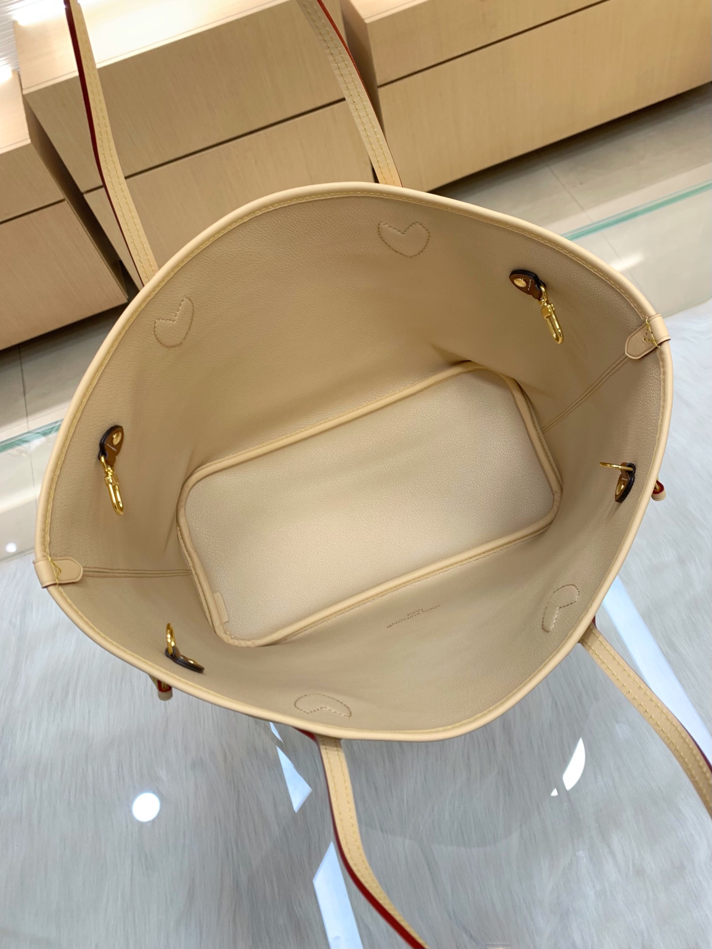 LV 高仿Neverfull托特包 米白老花大容量手提包附收納包| 11 LV 高仿Neverfull托特包 米白老花大容量手提包附收納包