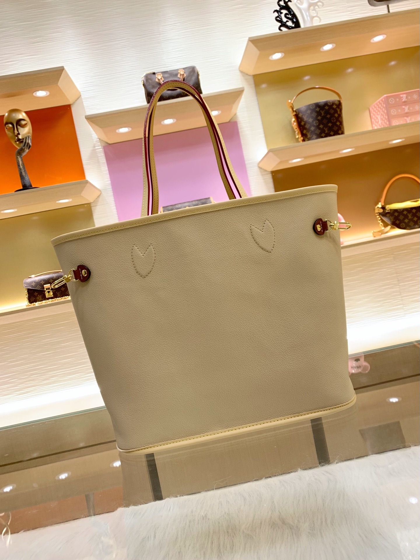 LV 高仿Neverfull托特包 米白老花大容量手提包附收納包| 10 LV 高仿Neverfull托特包 米白老花大容量手提包附收納包