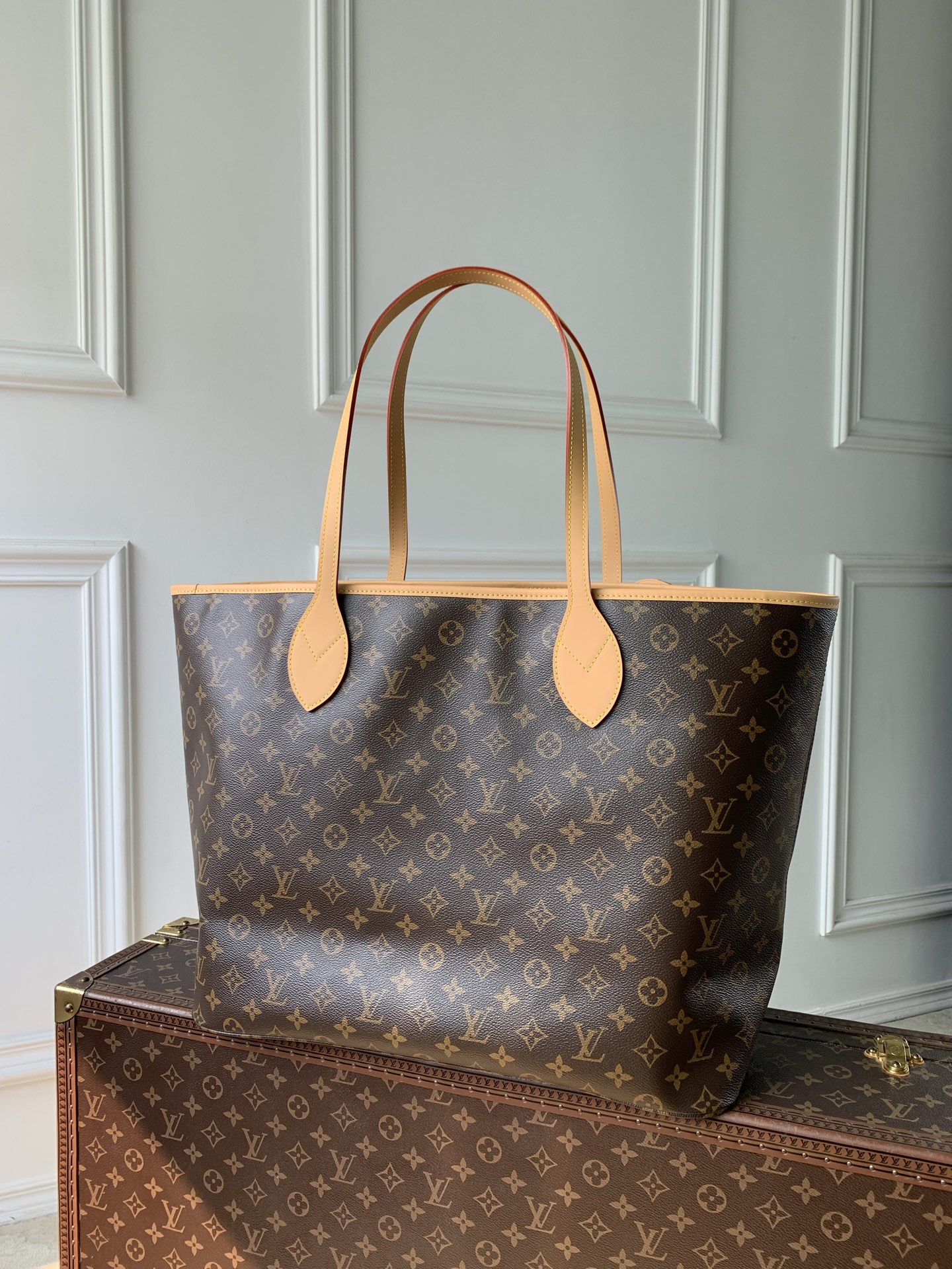 LV 高仿 Monogram 老花多口袋托特包 大容量經典棕色手提包
