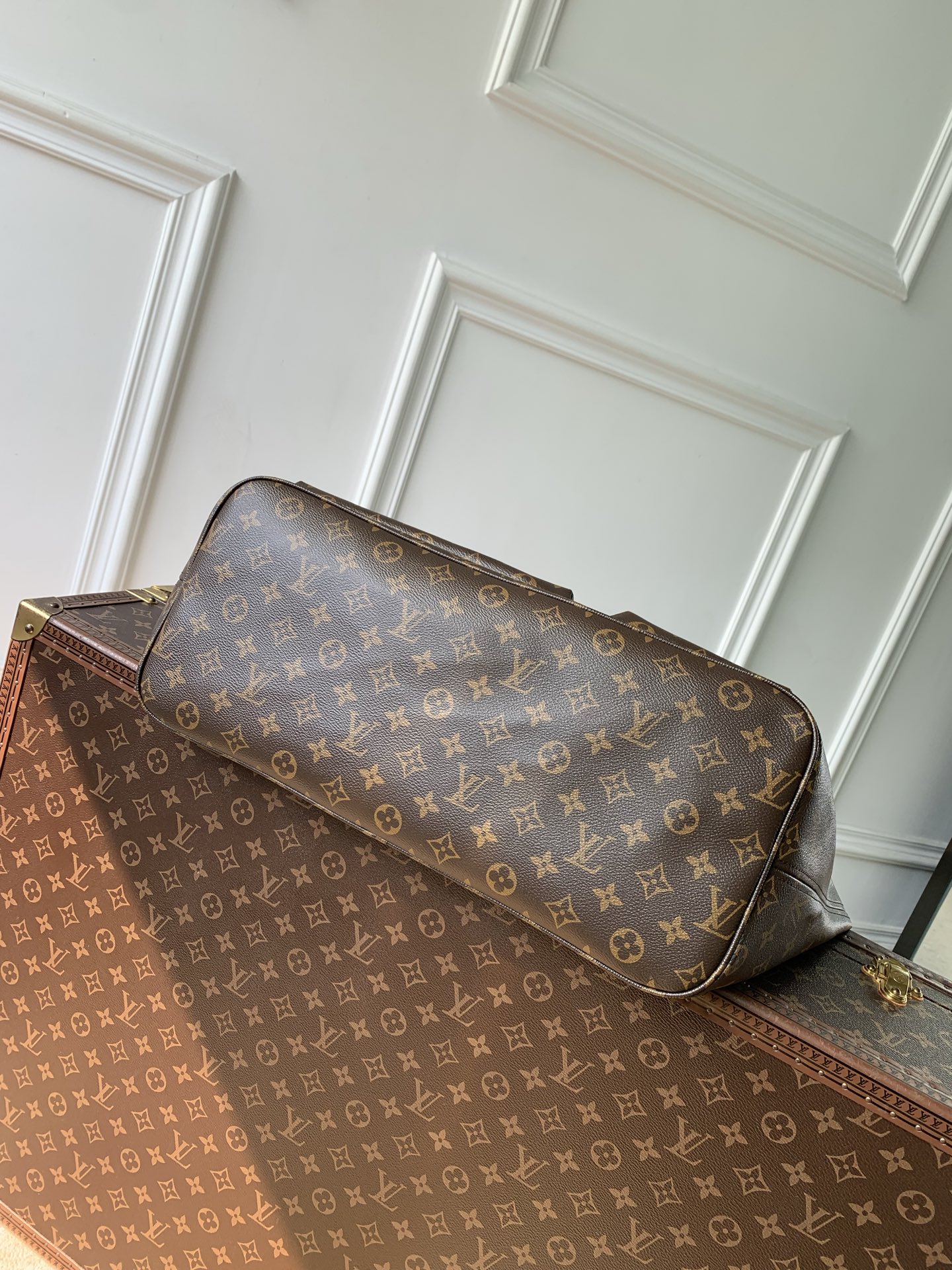 LV 高仿 Monogram 老花多口袋托特包 大容量經典棕色手提包