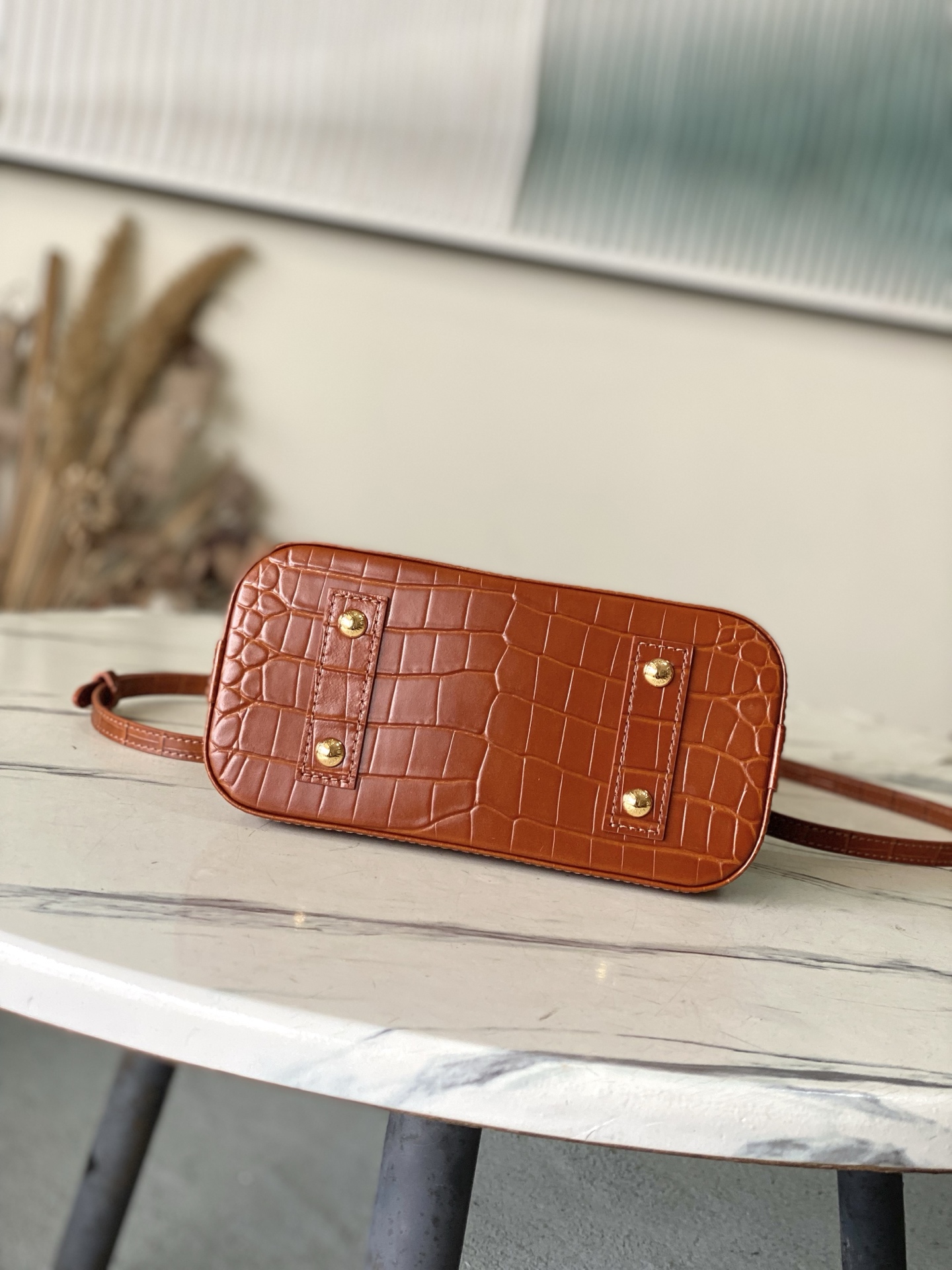 LV 原單 Alma BB Monogram 老花棕色鱷魚紋拼接手提斜背包| 12 LV 原單 Alma BB Monogram 老花棕色鱷魚紋拼接手提斜背包