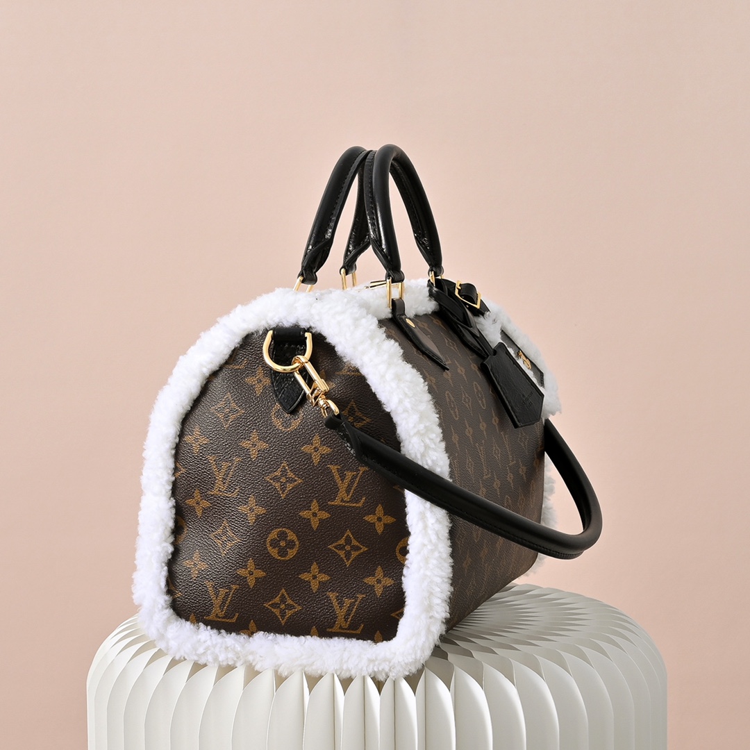 LV 一比一老花毛邊Speedy手提包 經典復古單肩斜挎包| 14 LV 一比一老花毛邊Speedy手提包 經典復古單肩斜挎包