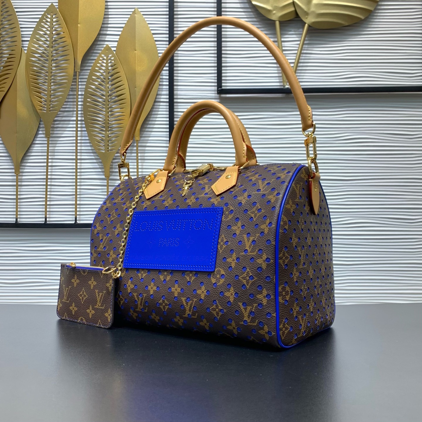 LV A貨 Speedy Monogram 藍色鏤空老花手提包 大容量肩背包| 13 LV A貨 Speedy Monogram 藍色鏤空老花手提包 大容量肩背包
