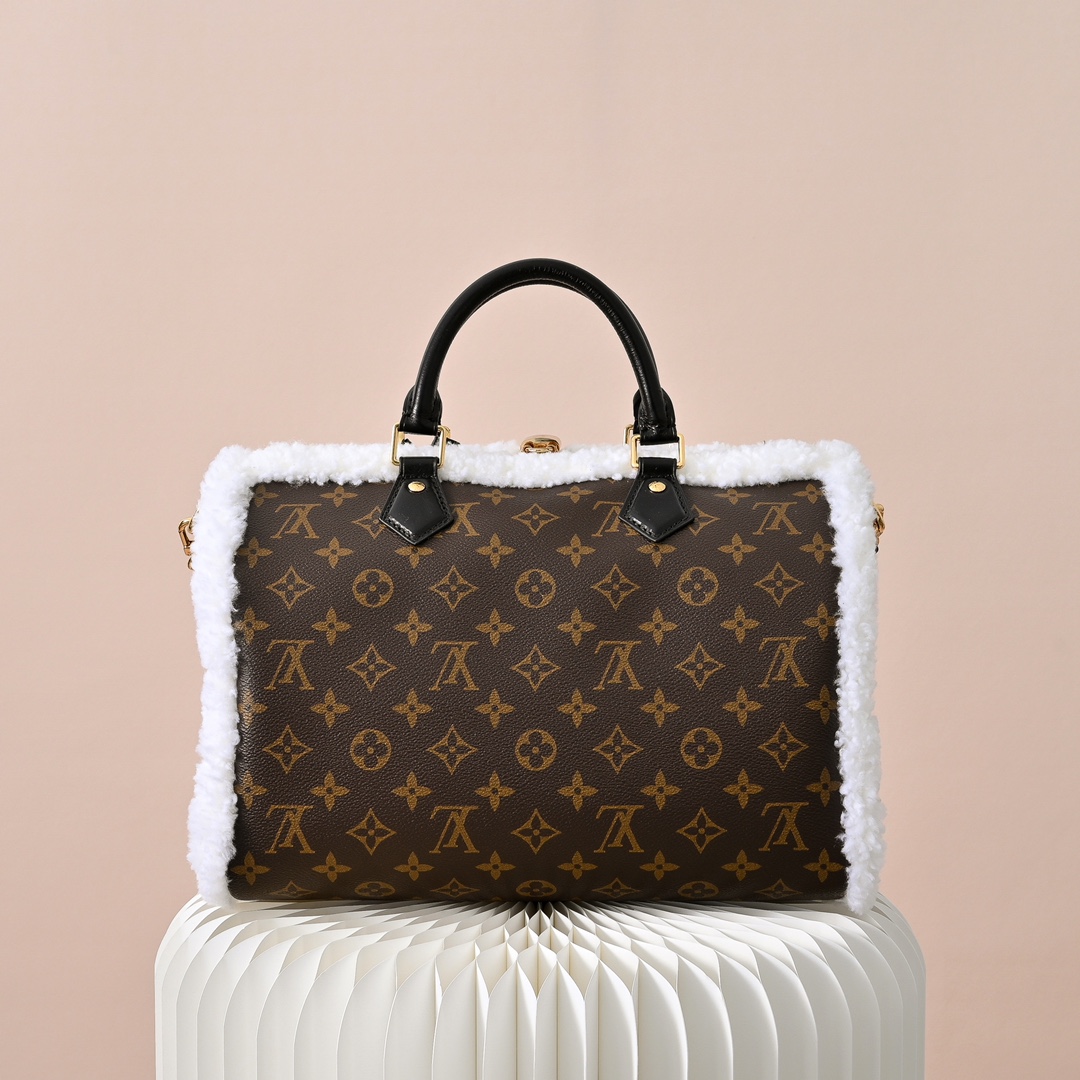 LV 一比一老花毛邊Speedy手提包 經典復古單肩斜挎包| 12 LV 一比一老花毛邊Speedy手提包 經典復古單肩斜挎包