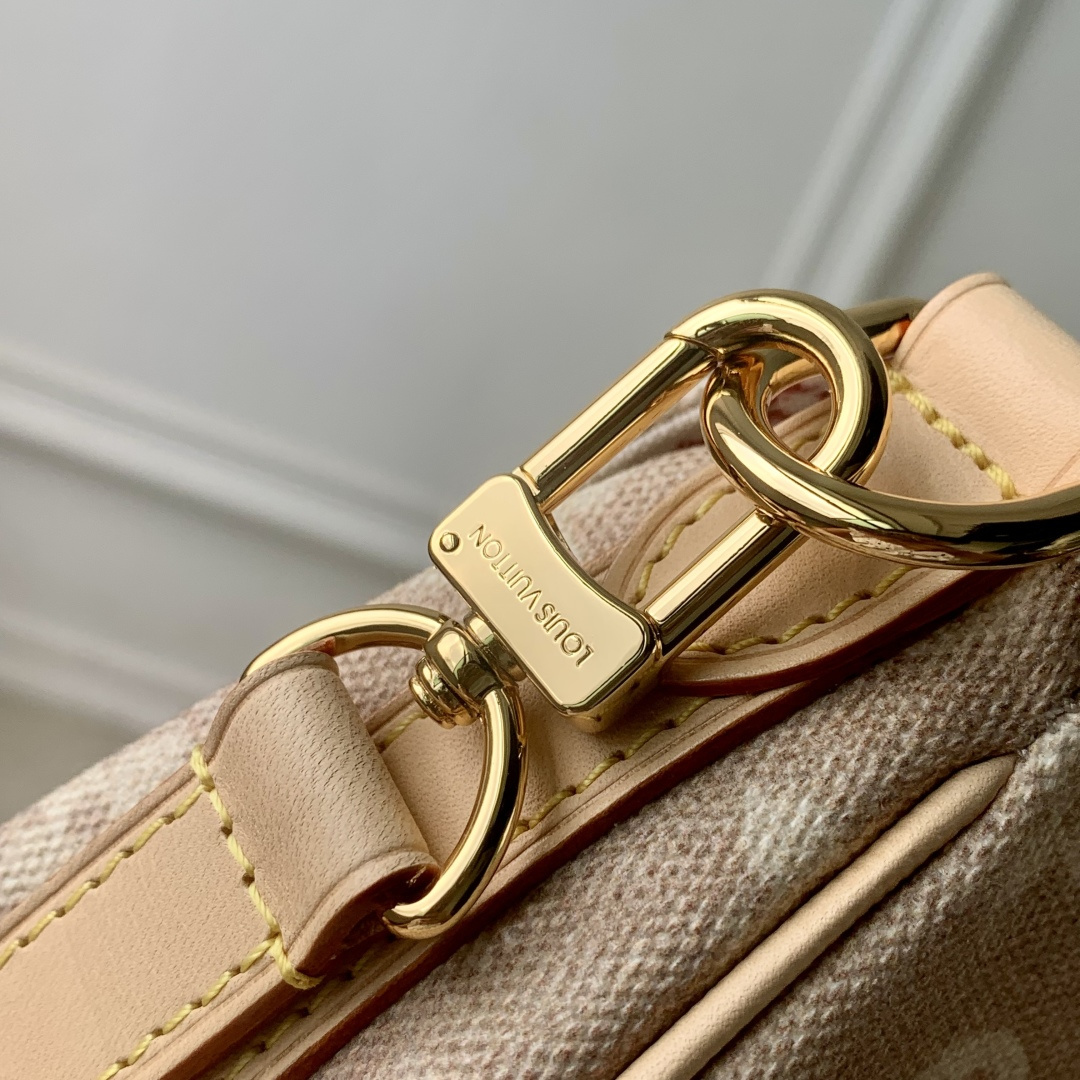 LV 高仿 Monogram 淺粉色帆布雙扣郵差包 女士單肩斜背包| 10 LV 高仿 Monogram 淺粉色帆布雙扣郵差包 女士單肩斜背包