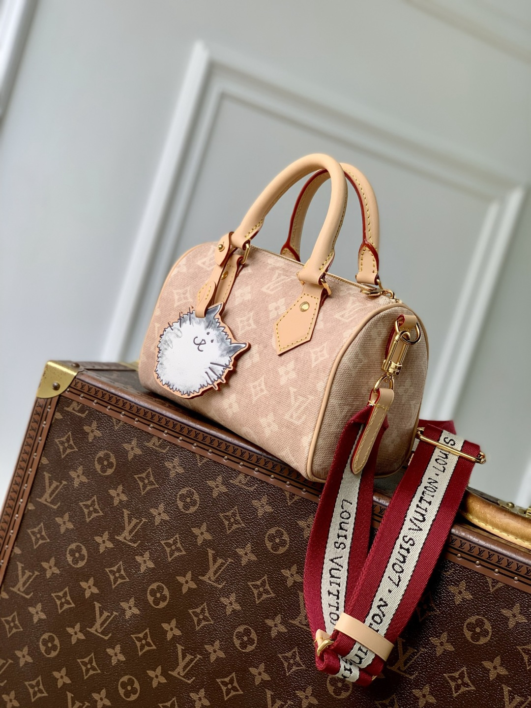 LV 高仿 Monogram 淺粉老花 Speedy 手提包 寬肩帶斜背女包| 14 LV 高仿 Monogram 淺粉老花 Speedy 手提包 寬肩帶斜背女包