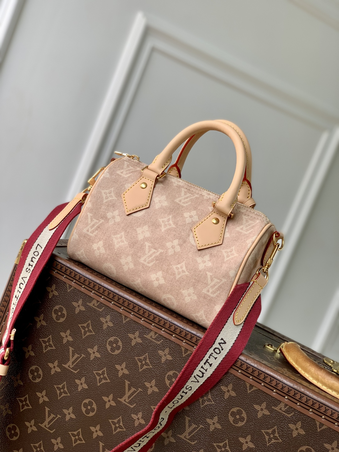 LV 高仿 Monogram 淺粉老花 Speedy 手提包 寬肩帶斜背女包| 13 LV 高仿 Monogram 淺粉老花 Speedy 手提包 寬肩帶斜背女包