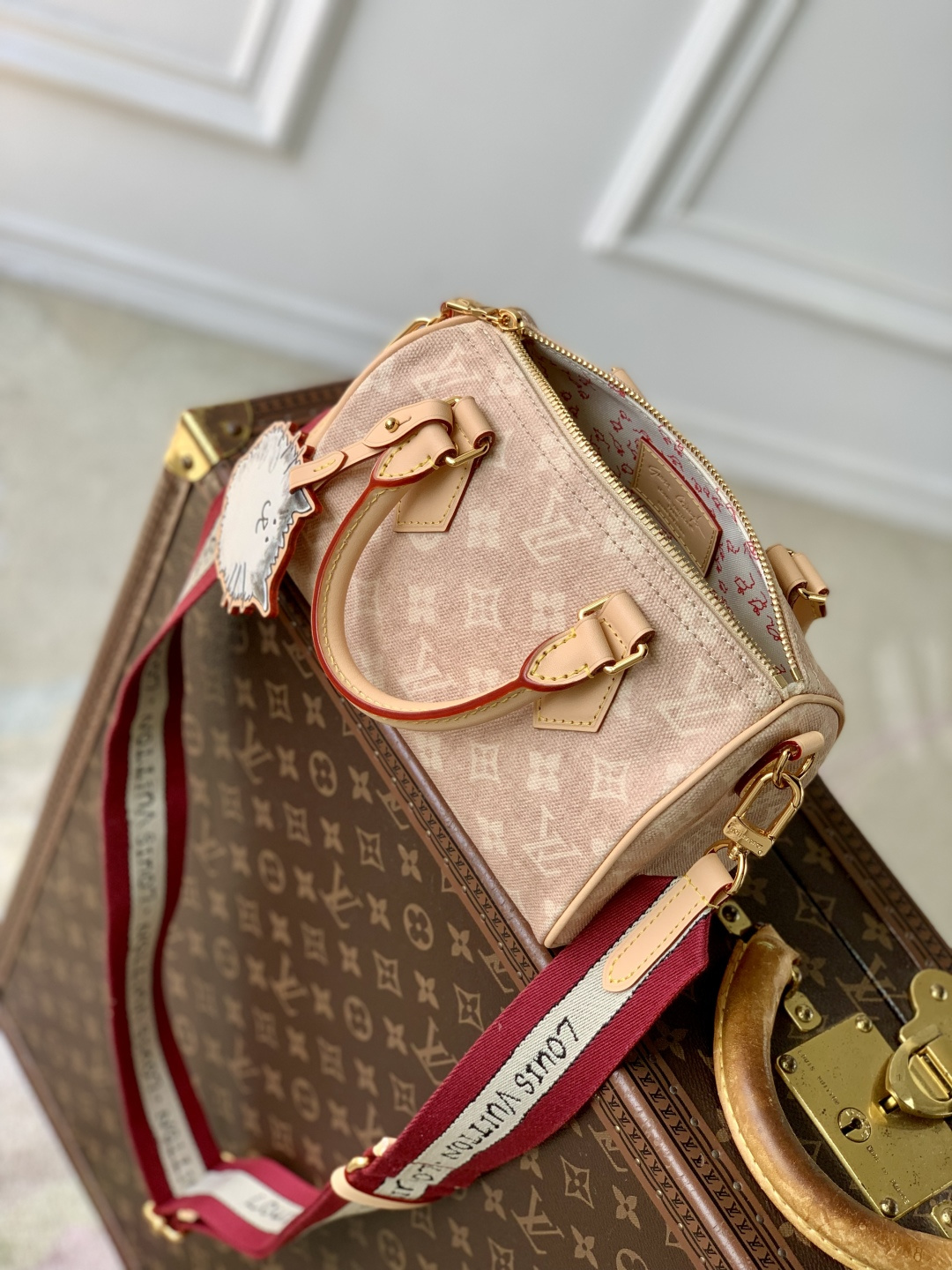 LV 高仿 Monogram 淺粉老花 Speedy 手提包 寬肩帶斜背女包| 7 LV 高仿 Monogram 淺粉老花 Speedy 手提包 寬肩帶斜背女包